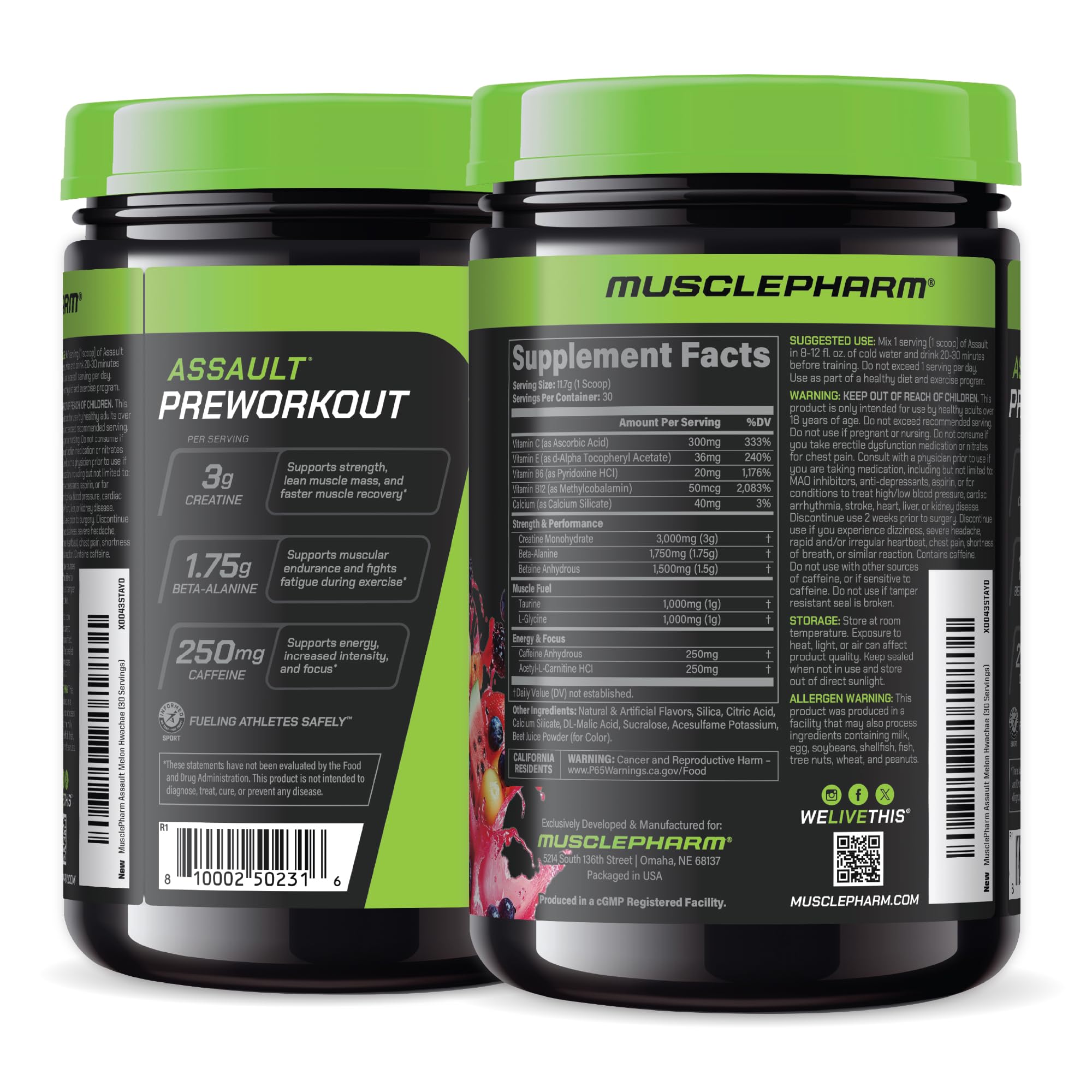 MusclePharm Assault: uso previo al entrenamiento para mantener el impulso durante la sesión.
