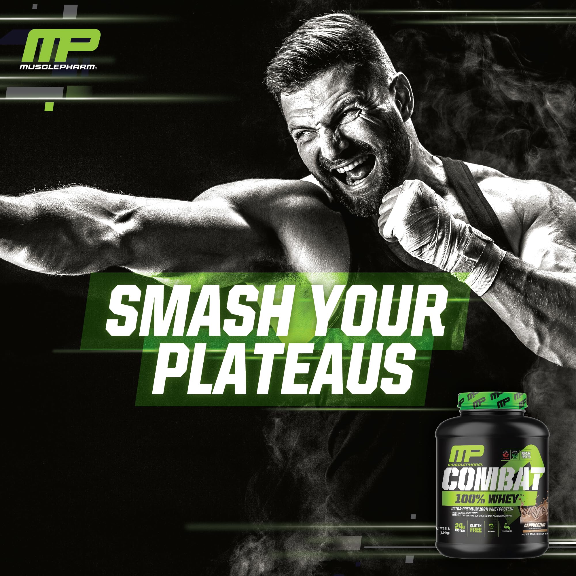 Imagen que ilustra digestión rápida y bajo contenido de carbohidratos en MusclePharm Combat.