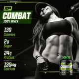 Proteína aislada de MusclePharm Combat 100% Whey, digestión rápida y absorción eficiente.