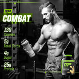 Porciones 52 en envase de MusclePharm Combat Protein para entrenamientos regulares.