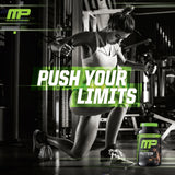 MusclePharm Combat Protein Chocolate Etiqueta del producto visible.