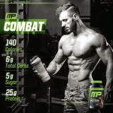 MusclePharm Combat Protein Chocolate Taza de medición para porciones precisas.