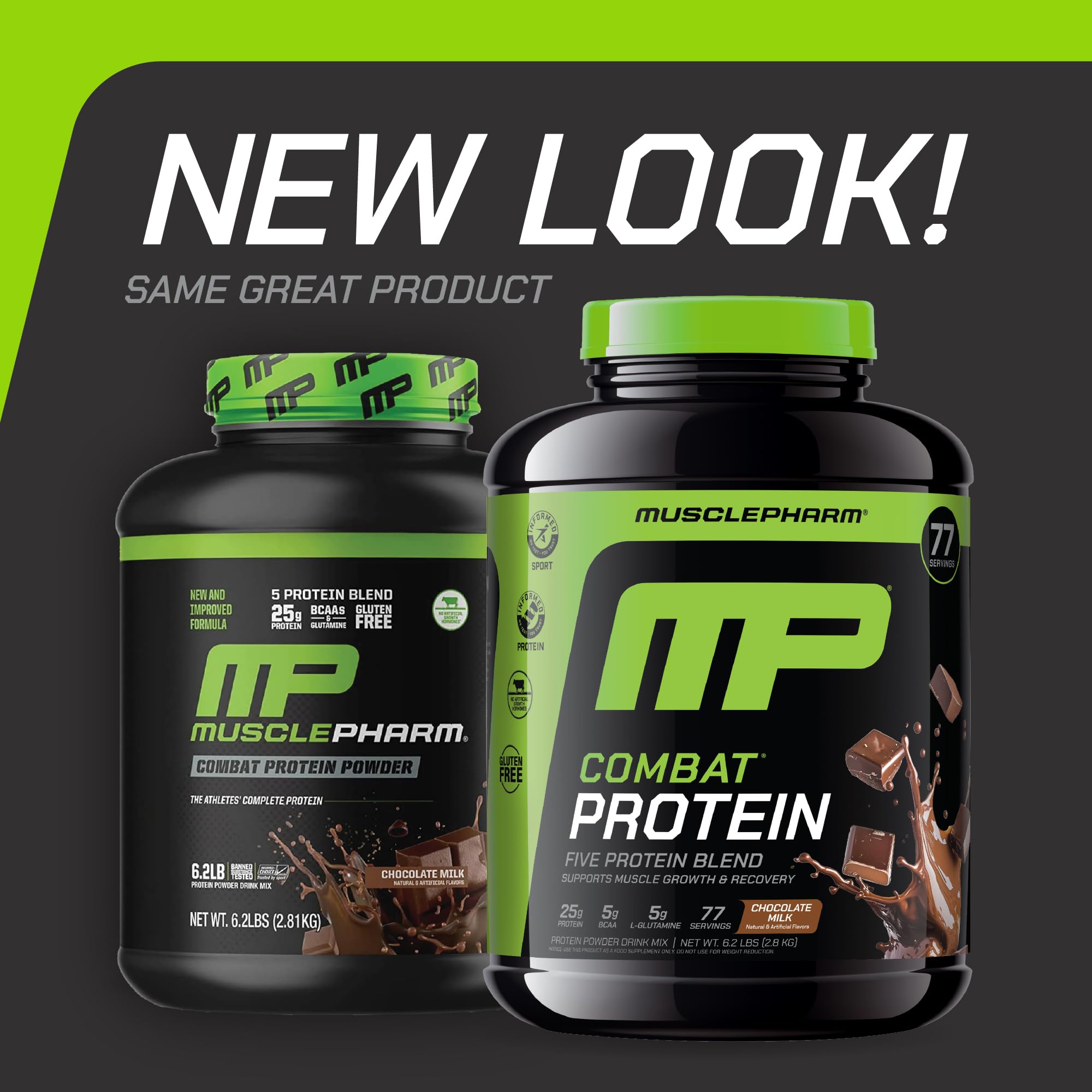 Envase de MusclePharm Combat Proteína de 6 lb para uso diario.