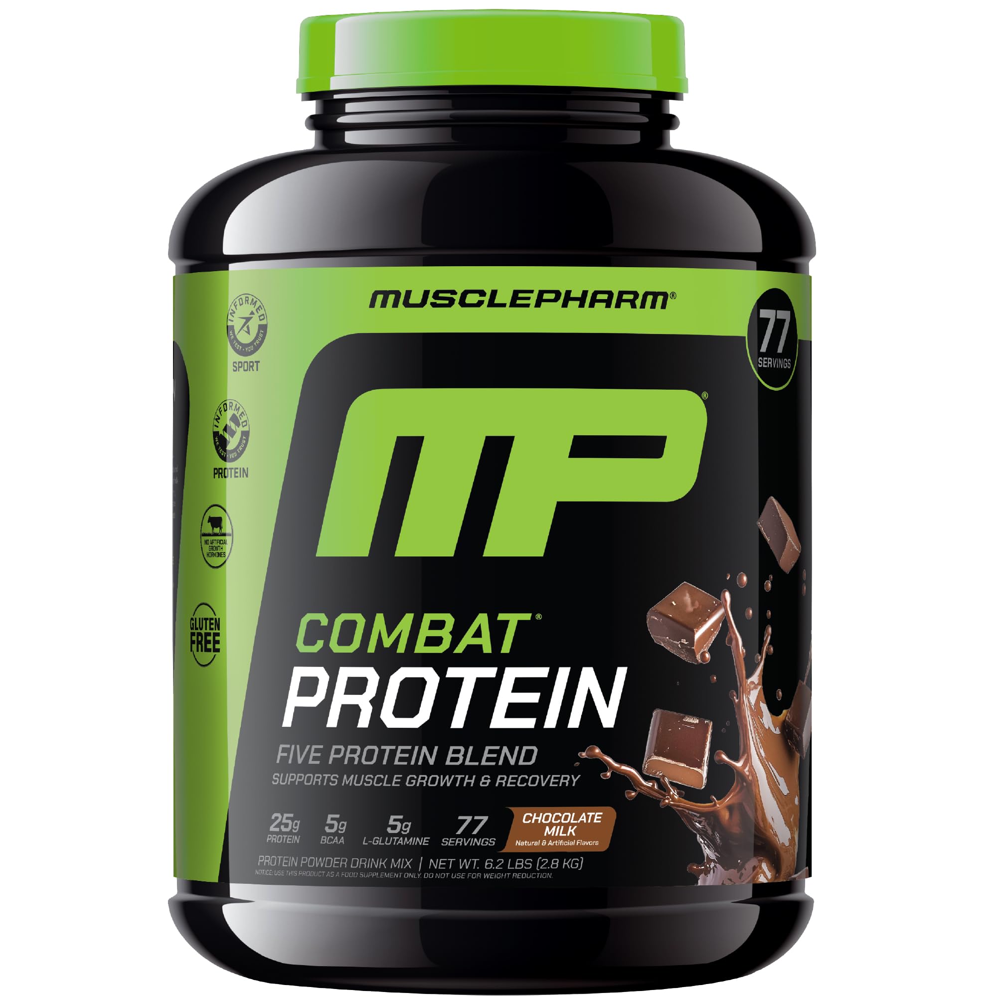 MusclePharm Combat Proteína en polvo chocolate para entrenamientos intensos.