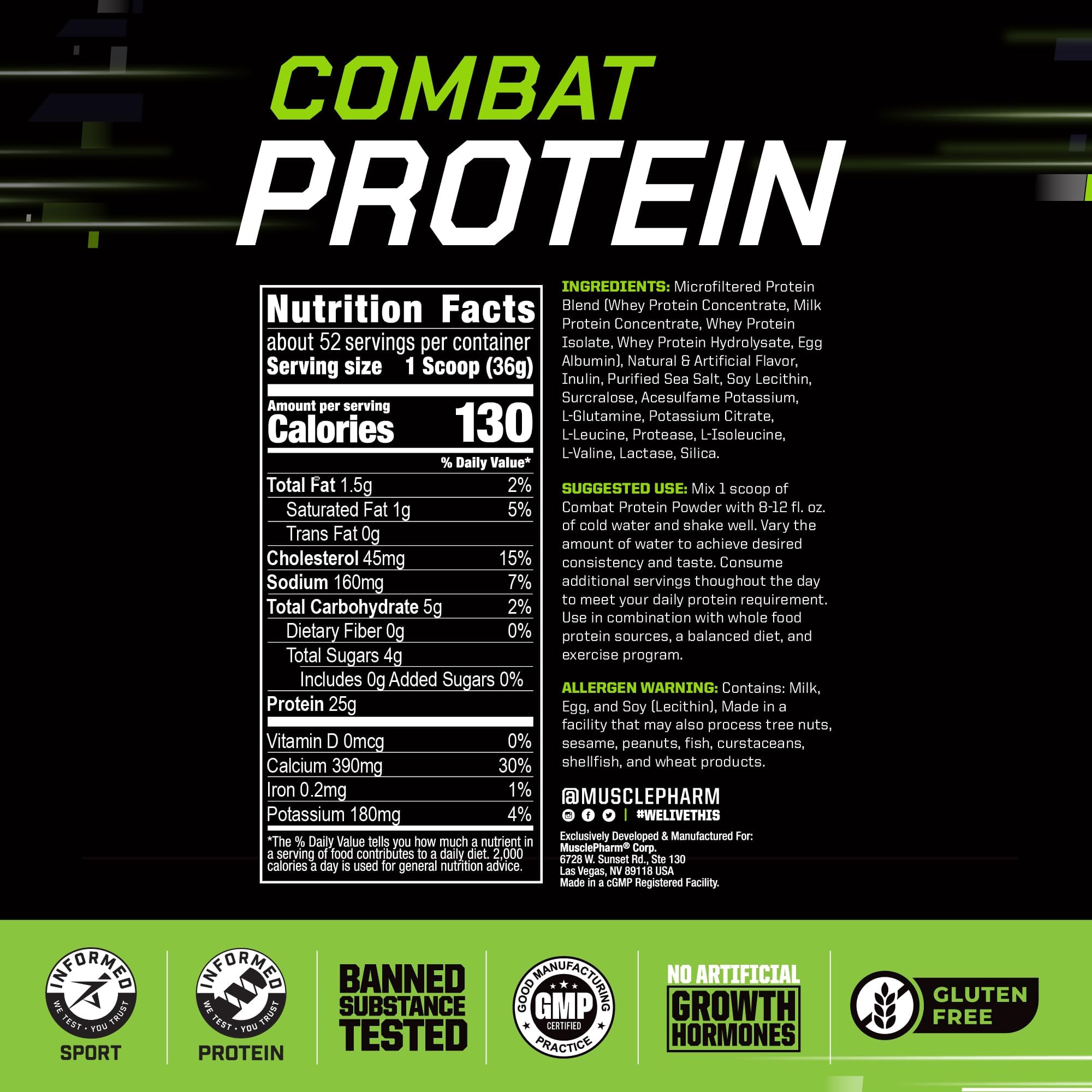 MusclePharm Combat Horchata dosificador para porciones medibles