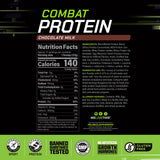 Taza batidora para mezclar fácilmente MusclePharm Combat Proteína sabor chocolate.