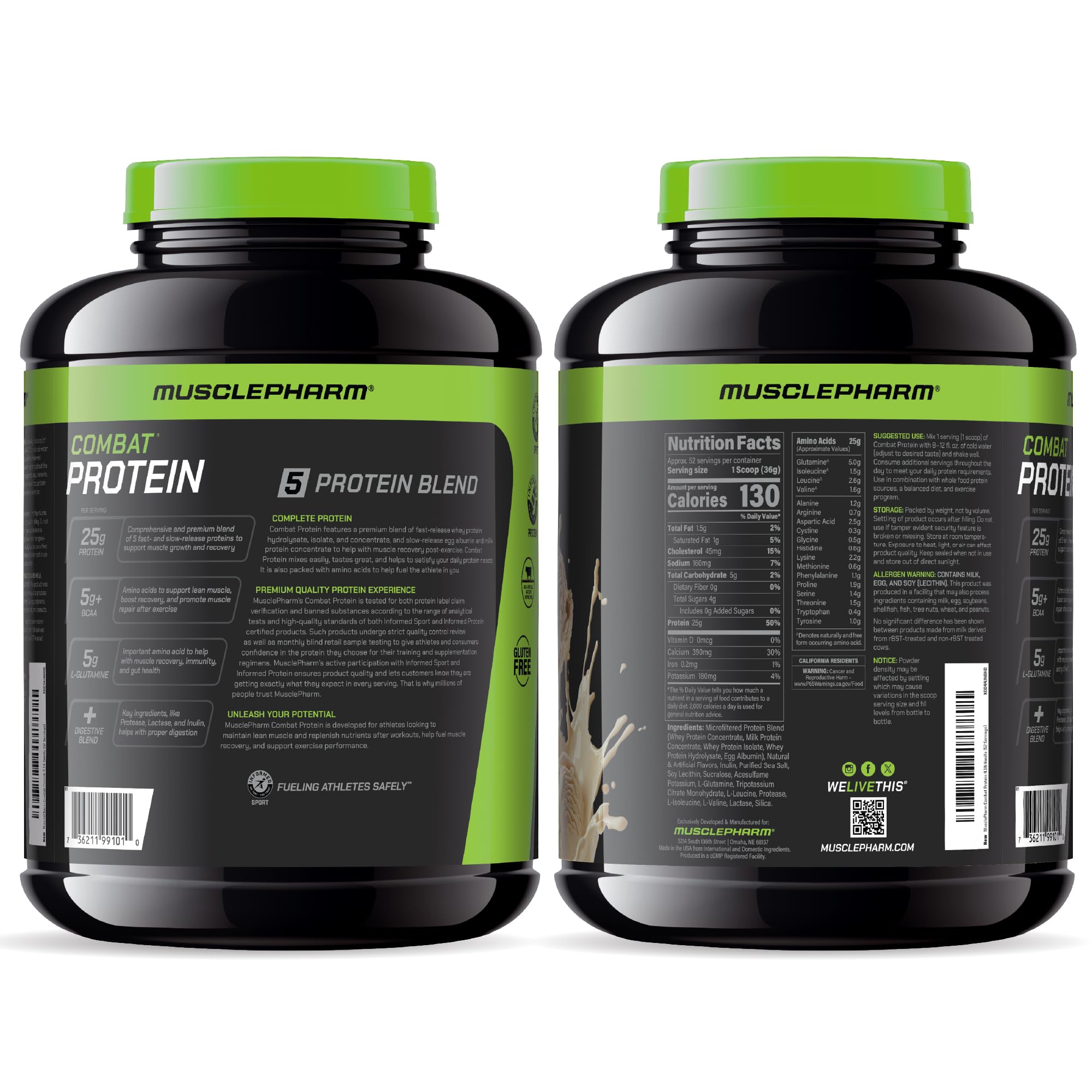 Uso diario de MusclePharm Combat Protein para rutinas