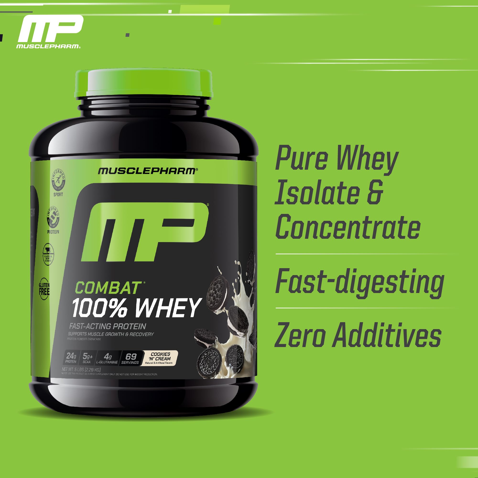 MusclePharm Combat, envase de 5 libras, proteína de digestión rápida.