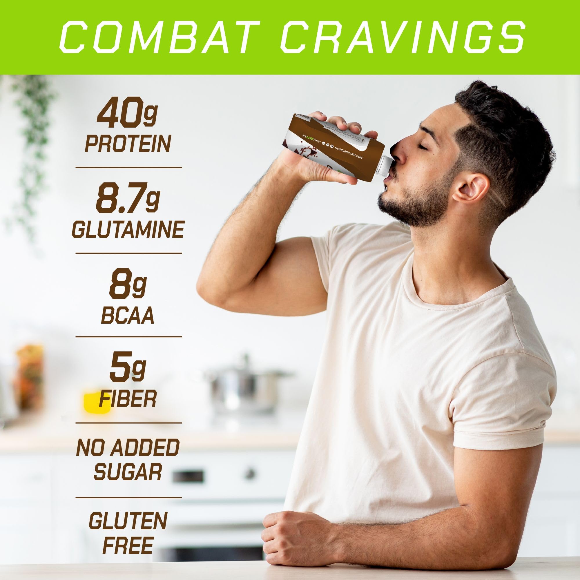MusclePharm Combat Ready, gráfico de 5 g de fibra para saciedad