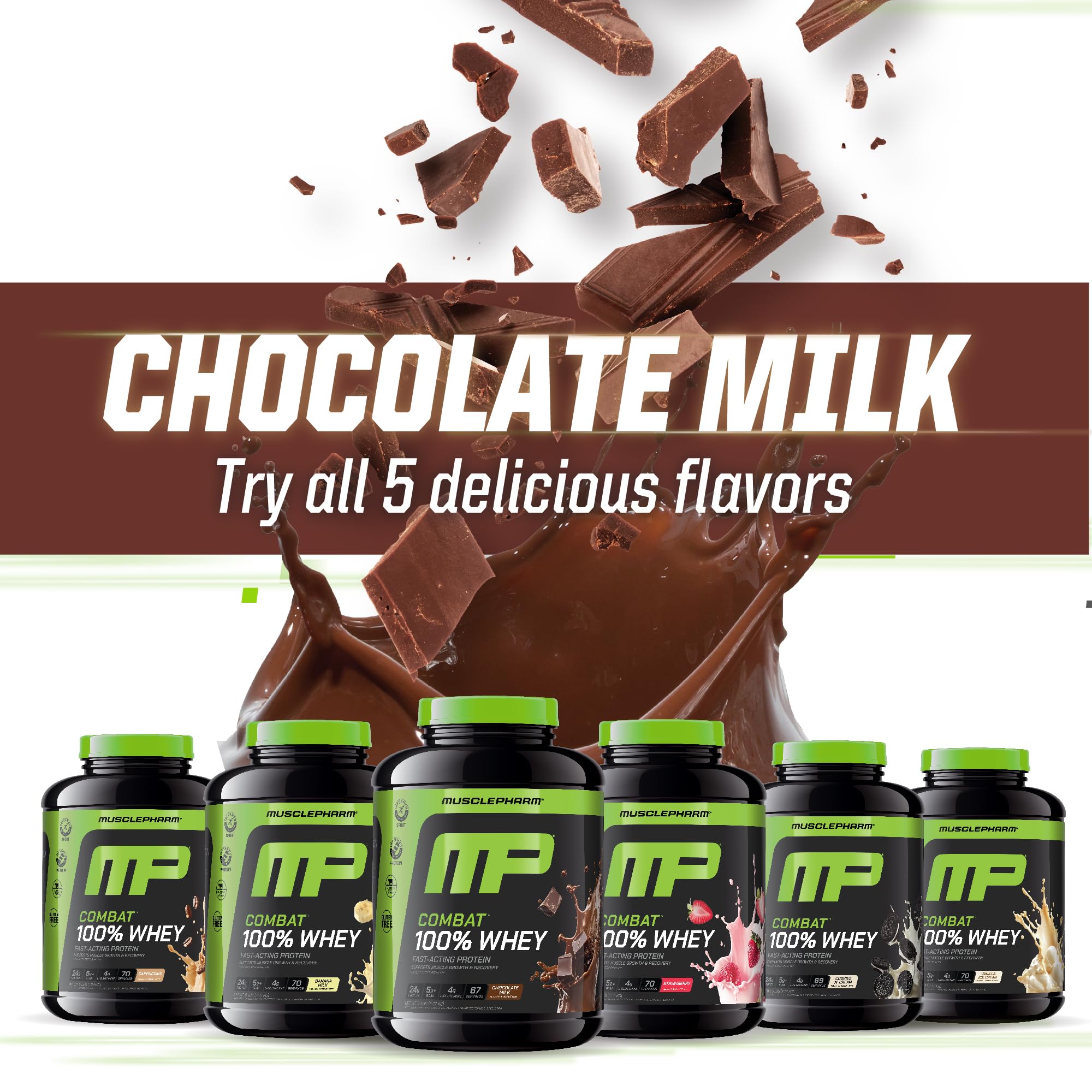 Vaso con batido MusclePharm Combat 100% Whey preparado para sesión de entrenamiento