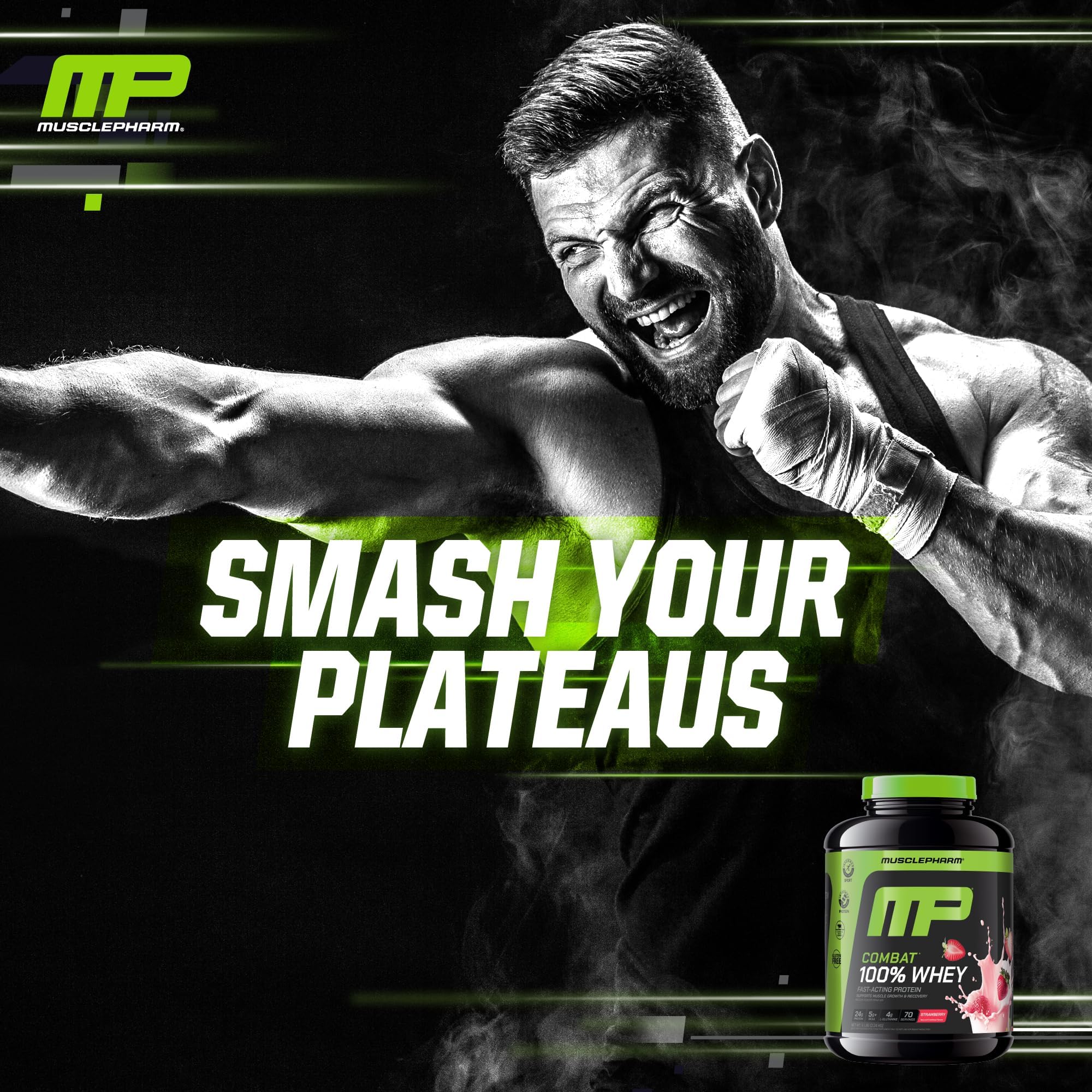 MusclePharm Combat Whey proteína aislada y concentrada para digestión óptima