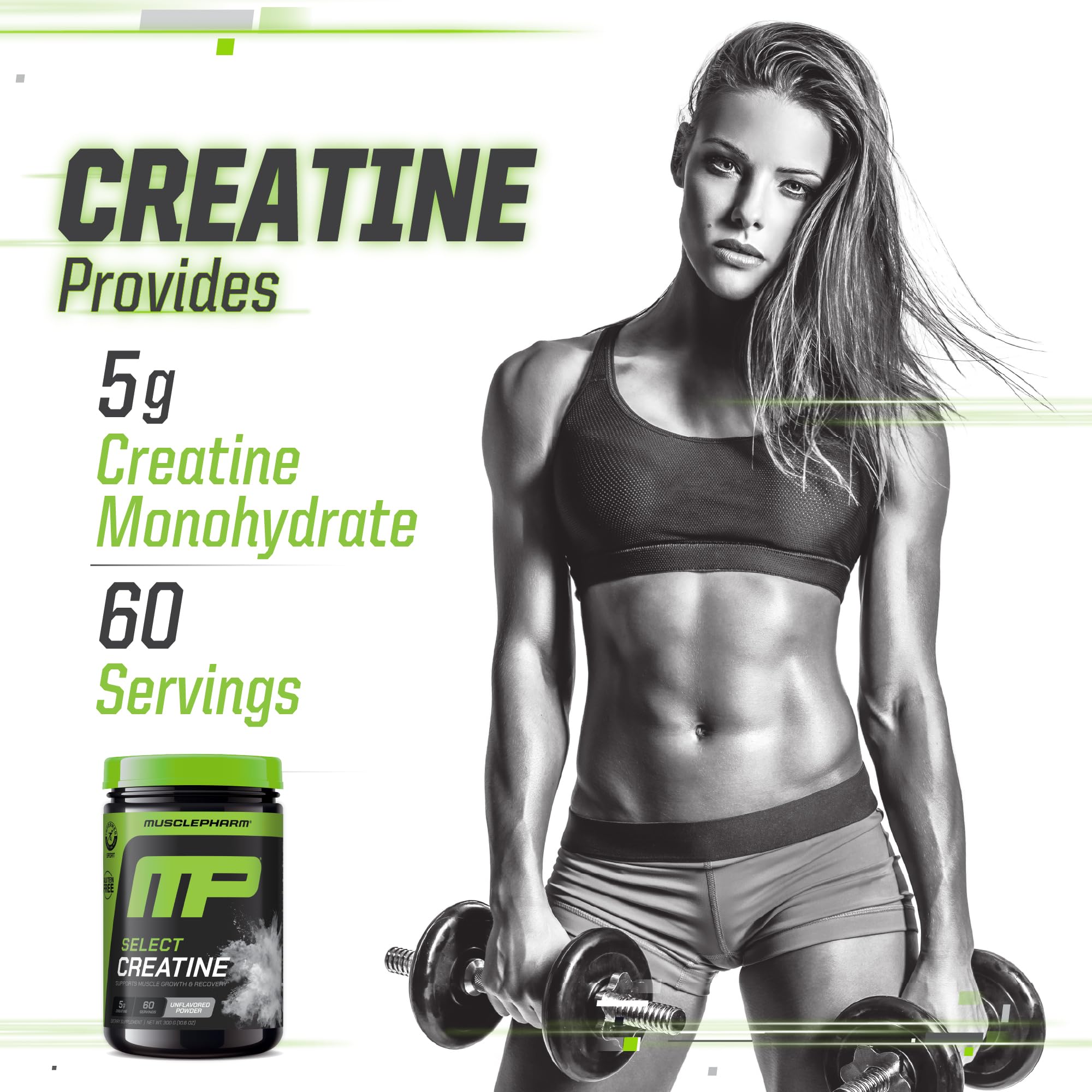 MusclePharm Creatine Monohydrate para post-entrenamiento ayuda en la recuperación
