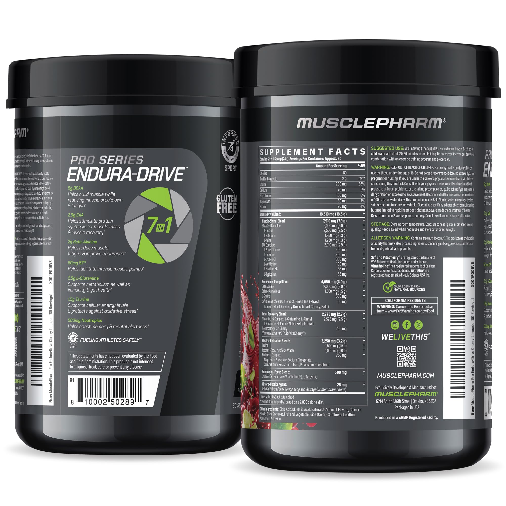 MusclePharm Endura-Drive: etiqueta colorida para control de sabor