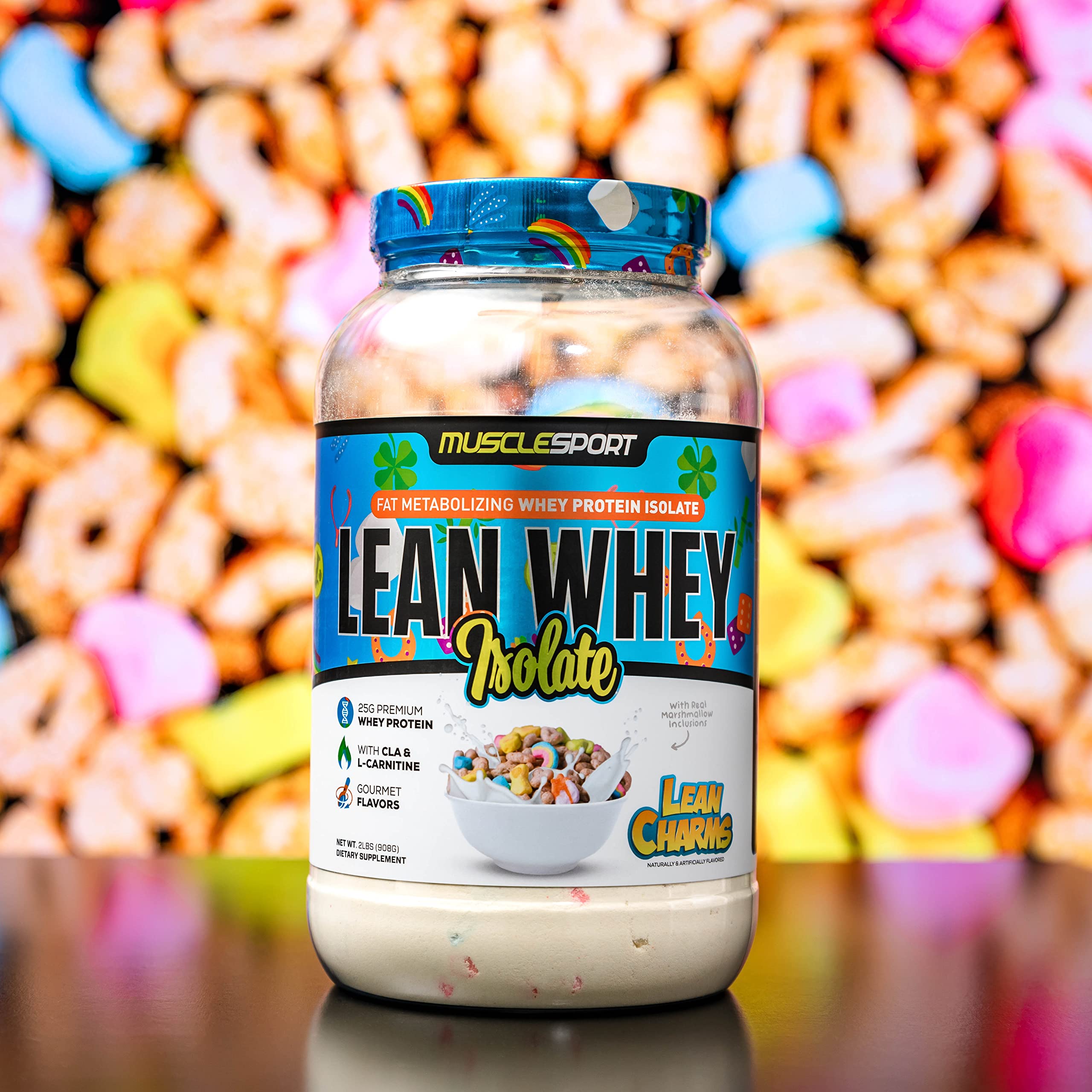 MuscleSport Lean Whey Revolution, cucharada medidora, convenientemente dosis para entrenos regulares.