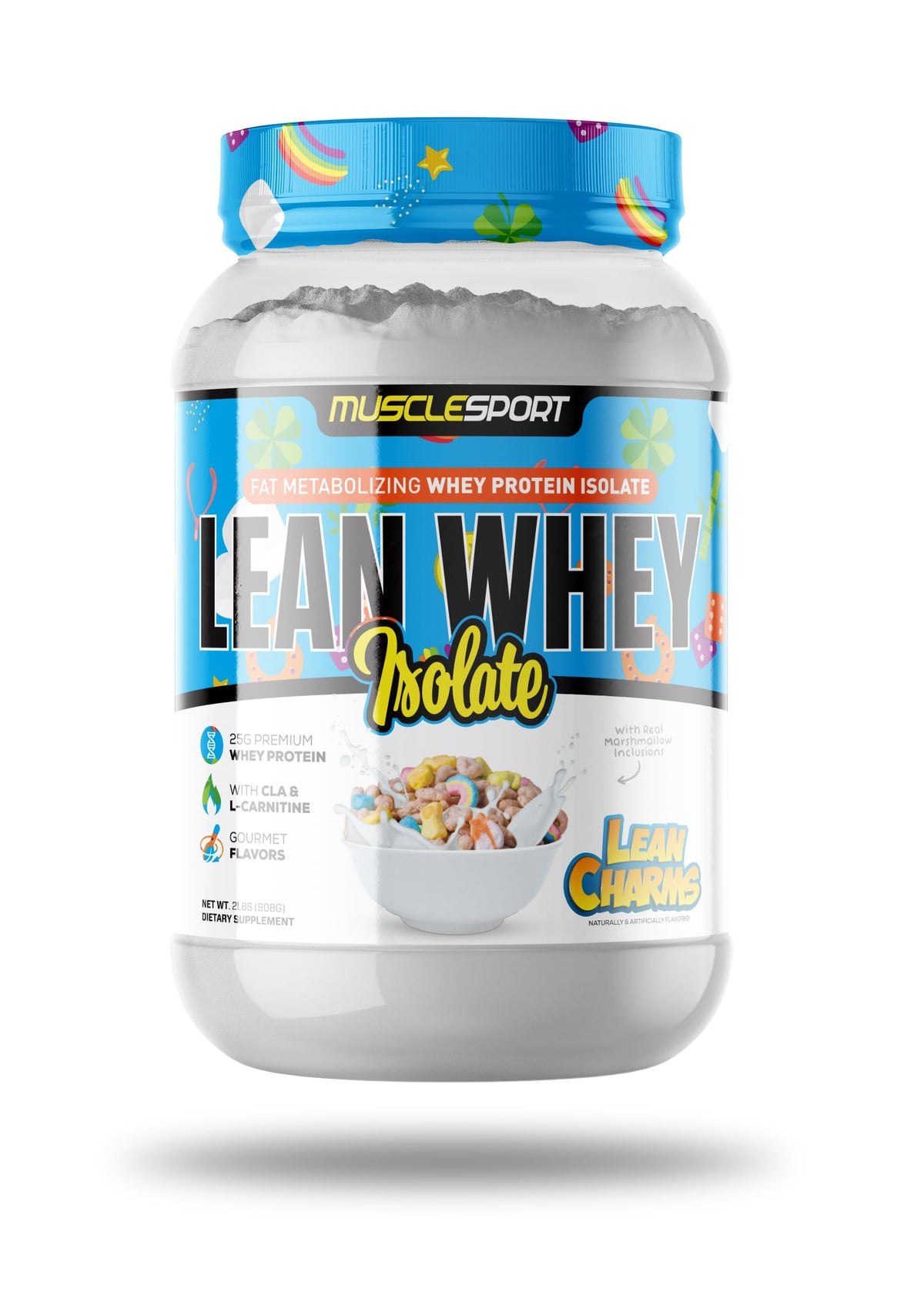 MuscleSport Lean Whey Revolution, envase 2 lb, proteína de alta calidad para recuperación y ganancia muscular.
