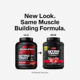 Cucharada de Nitro-Tech muestra la dosis de 30 g de proteína para entrenamiento