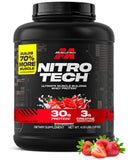 Nitro-Tech MuscleTech proteina de suero sabor fresa en envase para construcción muscular