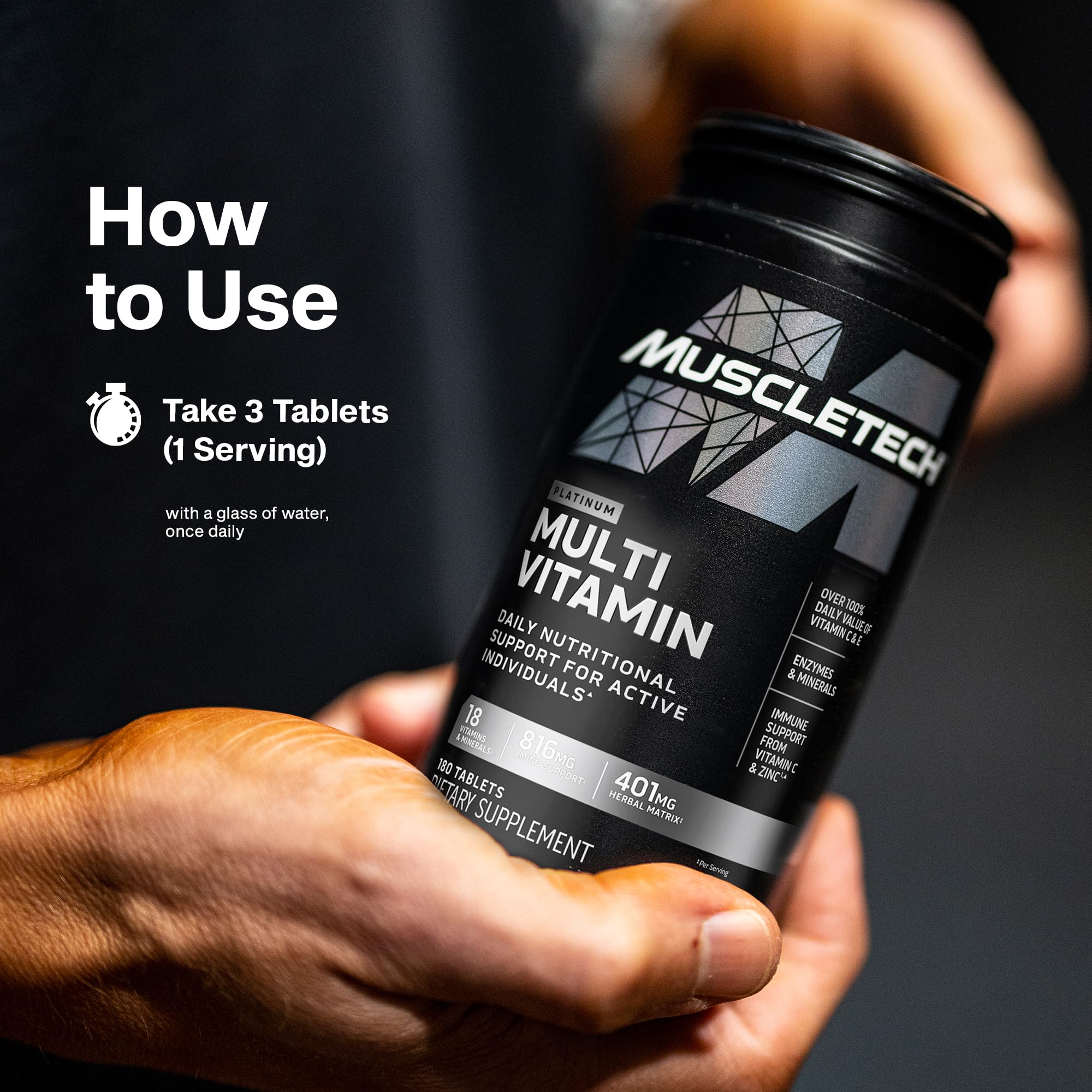 Matriz herbal y enzimas en MuscleTech Platinum Multivitamin