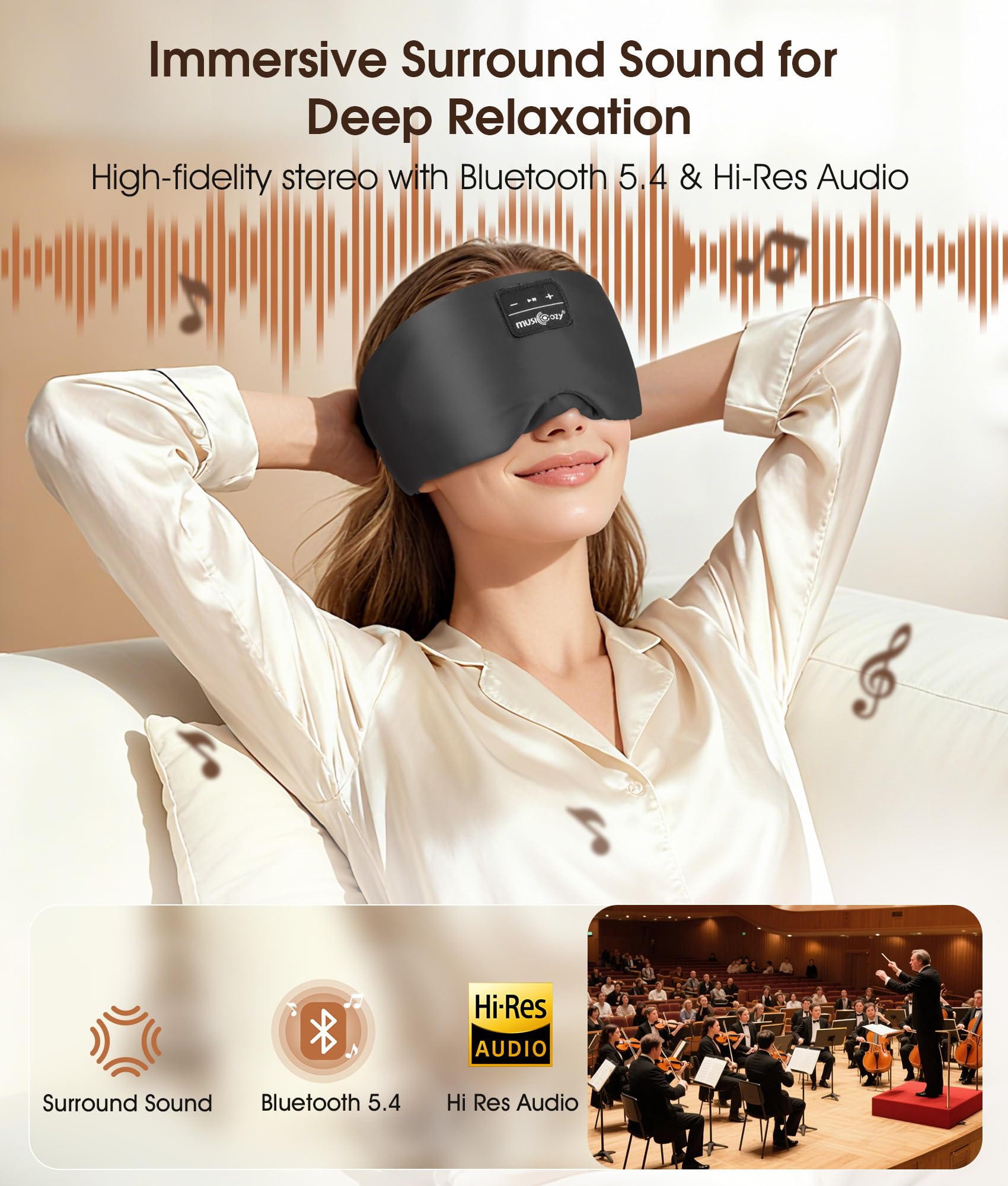Musicozy auriculares planos que no presionan las orejas al dormir
