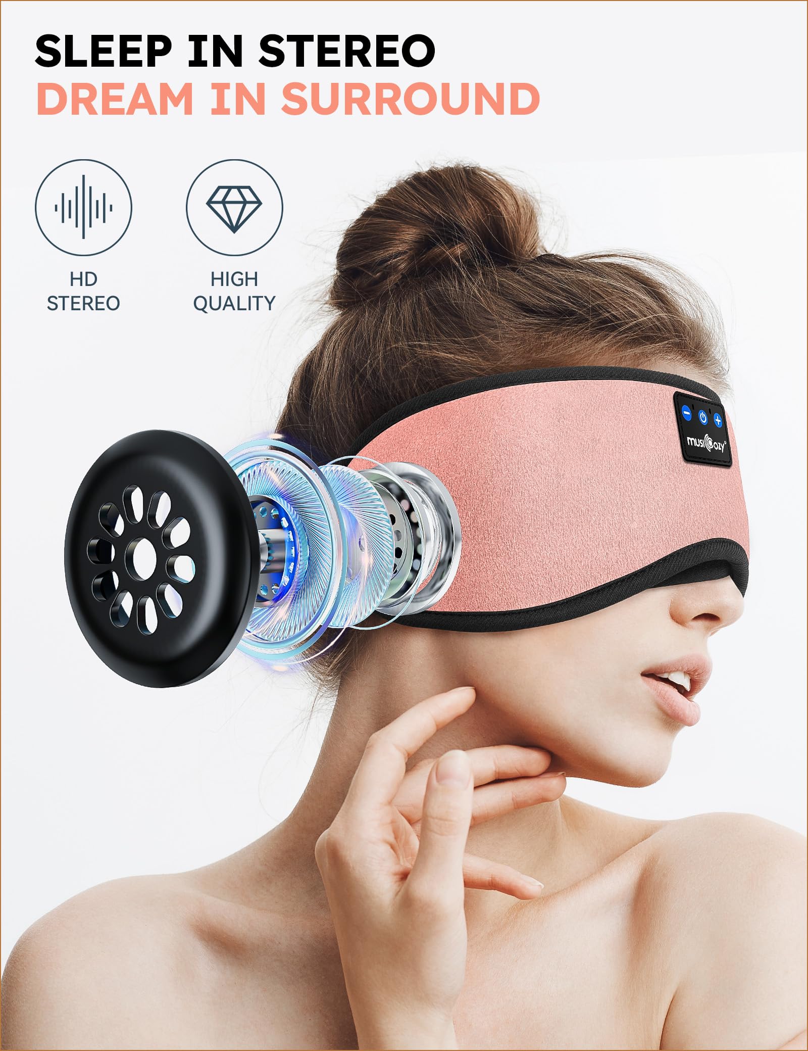 MUSICOZY banda lavable y ajustable para uso diario cómodo.