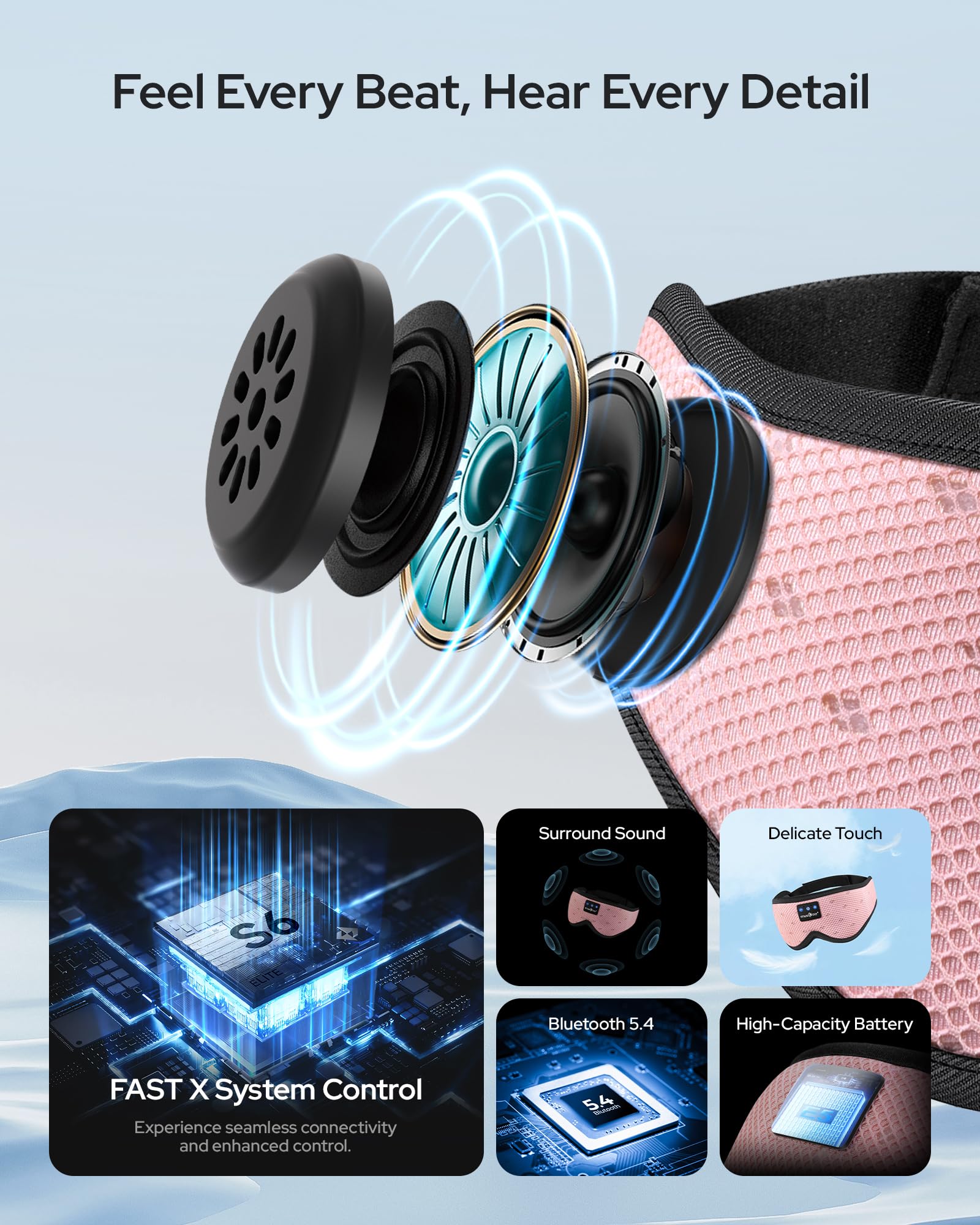 Musicozy Diseño 3D contorneado para dormir de lado sin presión