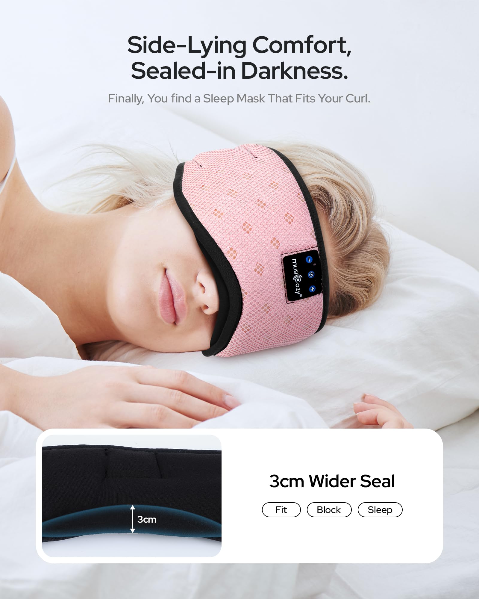 Musicozy Material suave para confort nocturno sin presión en ojos