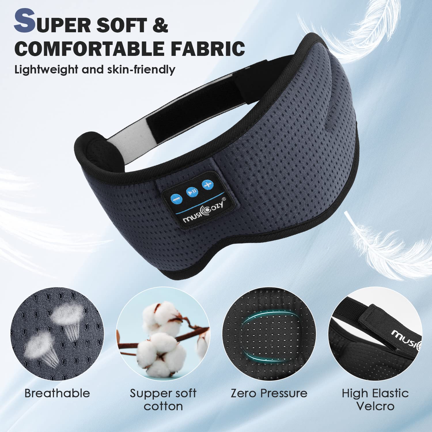 MUSICOZY materiales suaves que abrazan la piel y se pueden lavar.