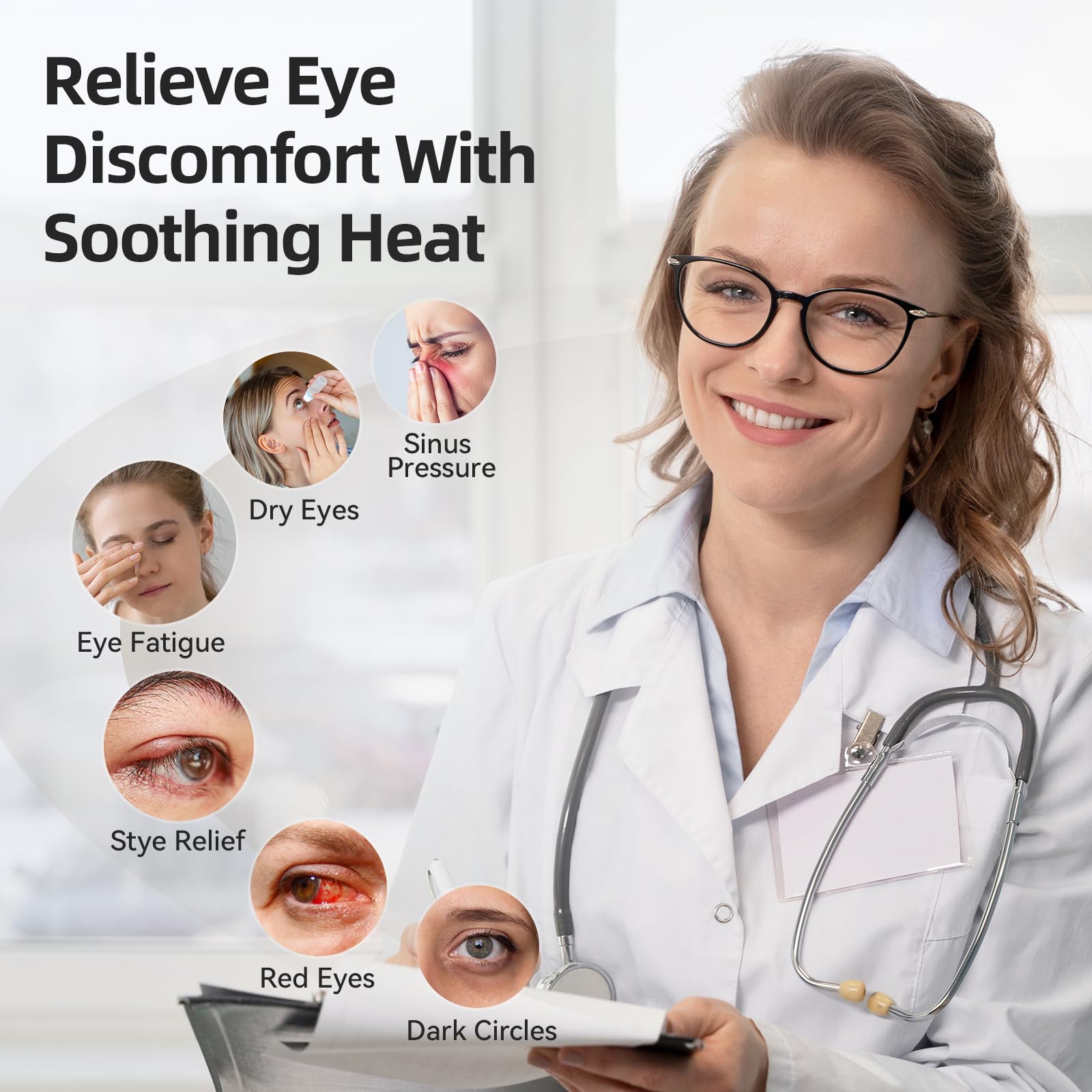 MUSICOZY tecnología-calor-graphene ofrece calor suave para ojos cansados.