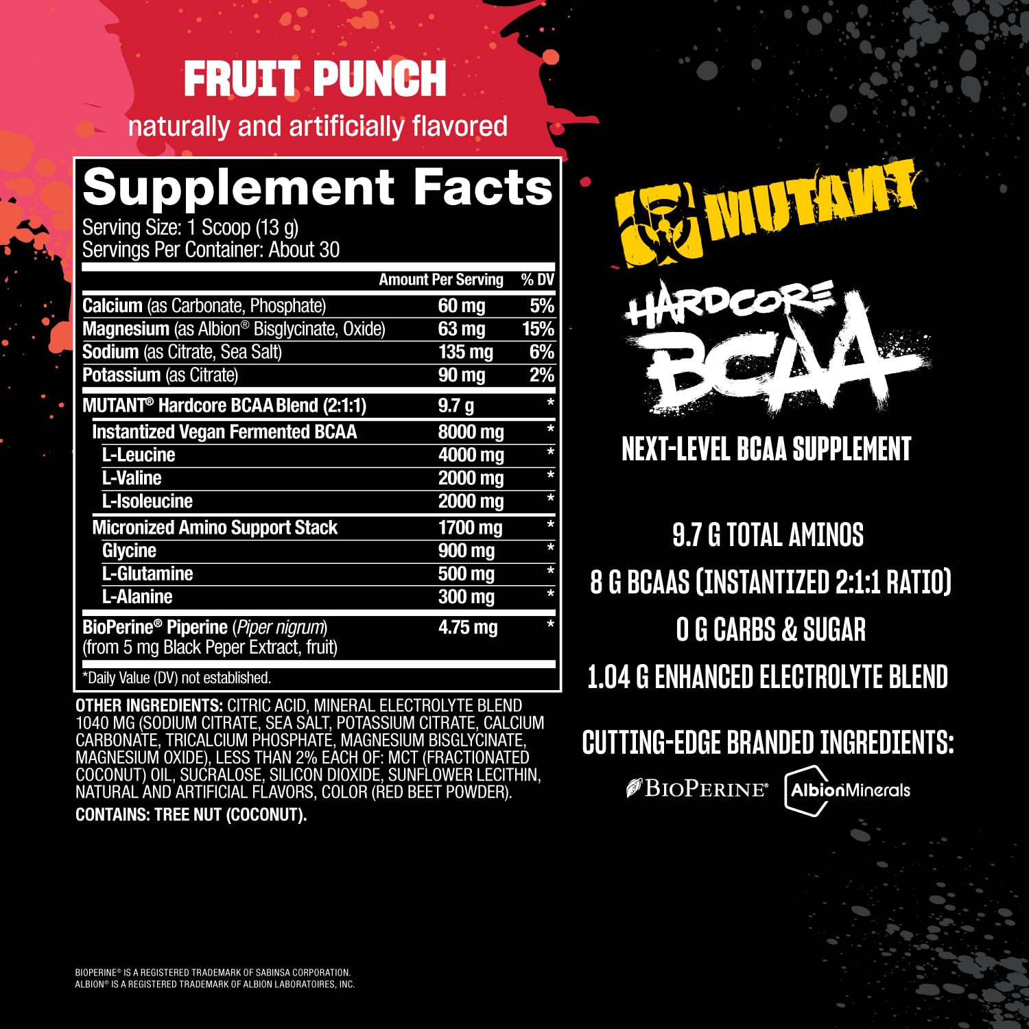 Bebida Mutant Hardcore BCAA para hidratación durante entrenamiento