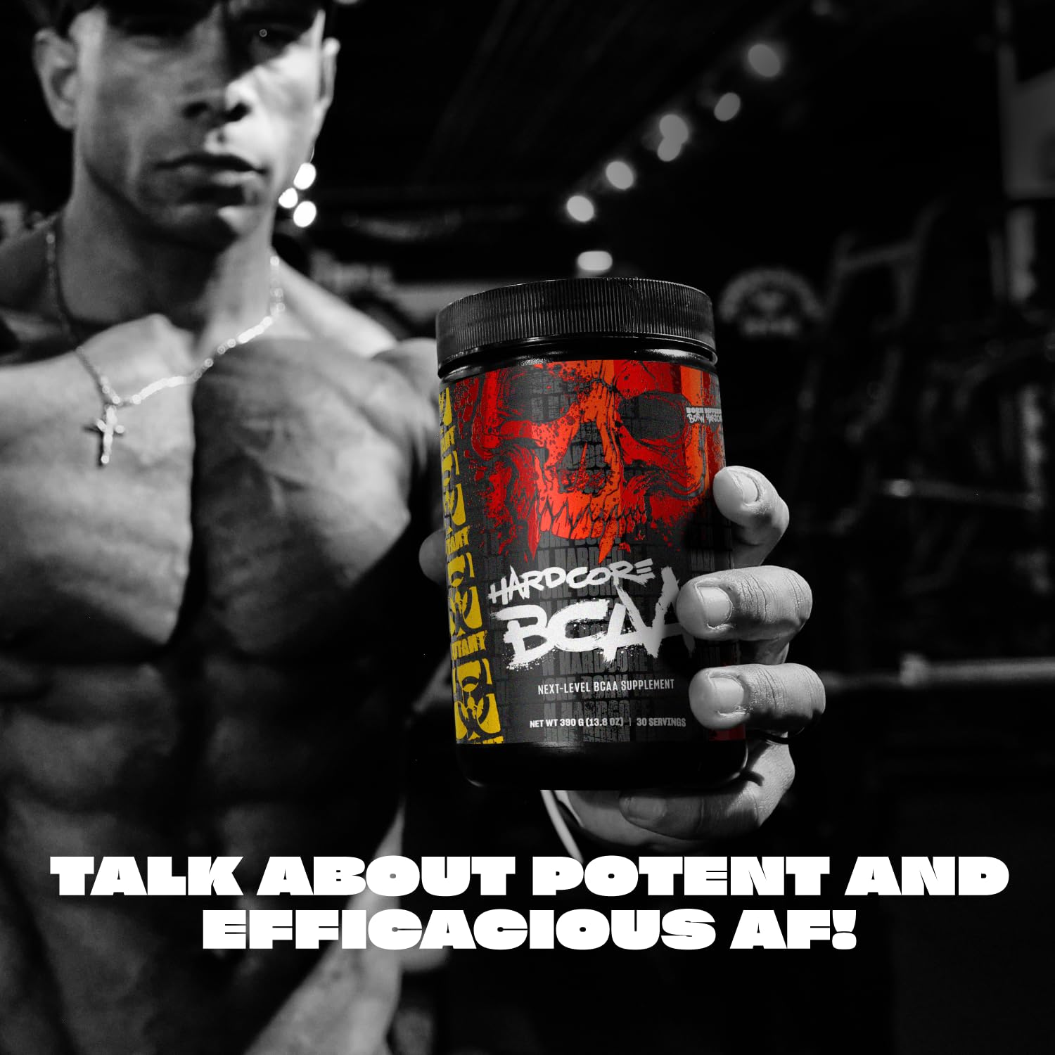 Etiqueta Mutant Hardcore BCAA con ingrediente clave y ratio 2:1:1