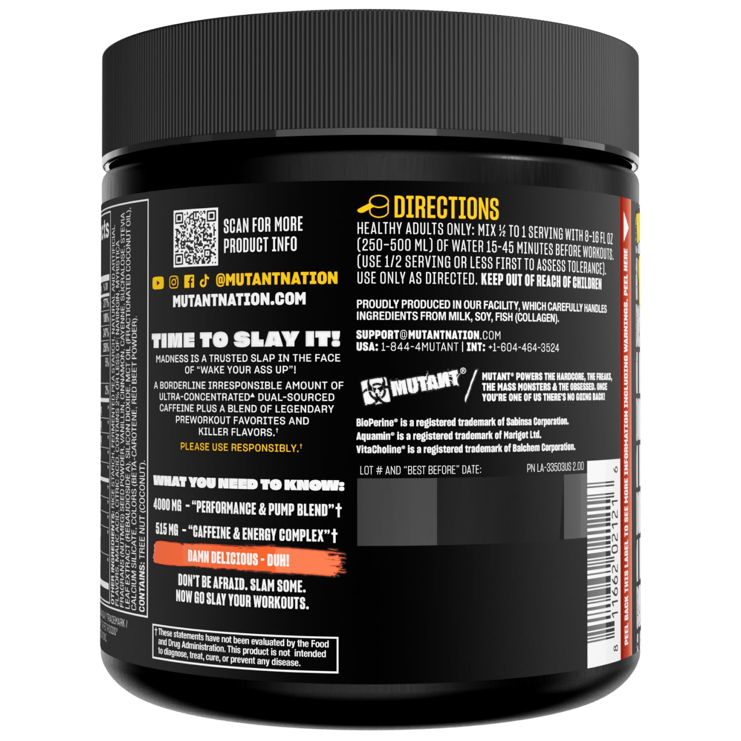 Mutant Madness apilado con Geaar y BCAA para entrenamiento equilibrado