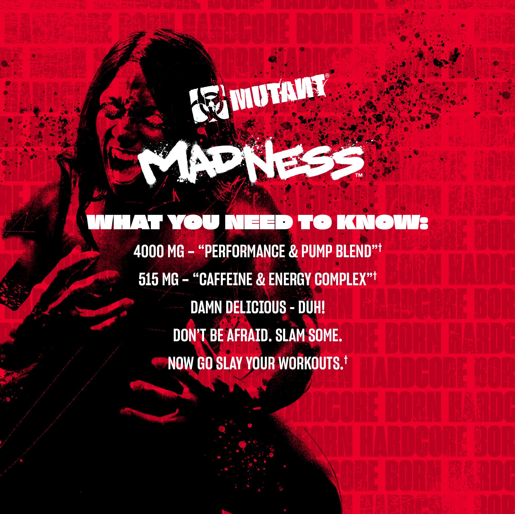 Mutant Madness etiqueta-detalle: información de ingredientes y sabor.