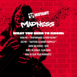 Mutant Madness etiqueta-detalle: información de ingredientes y sabor.