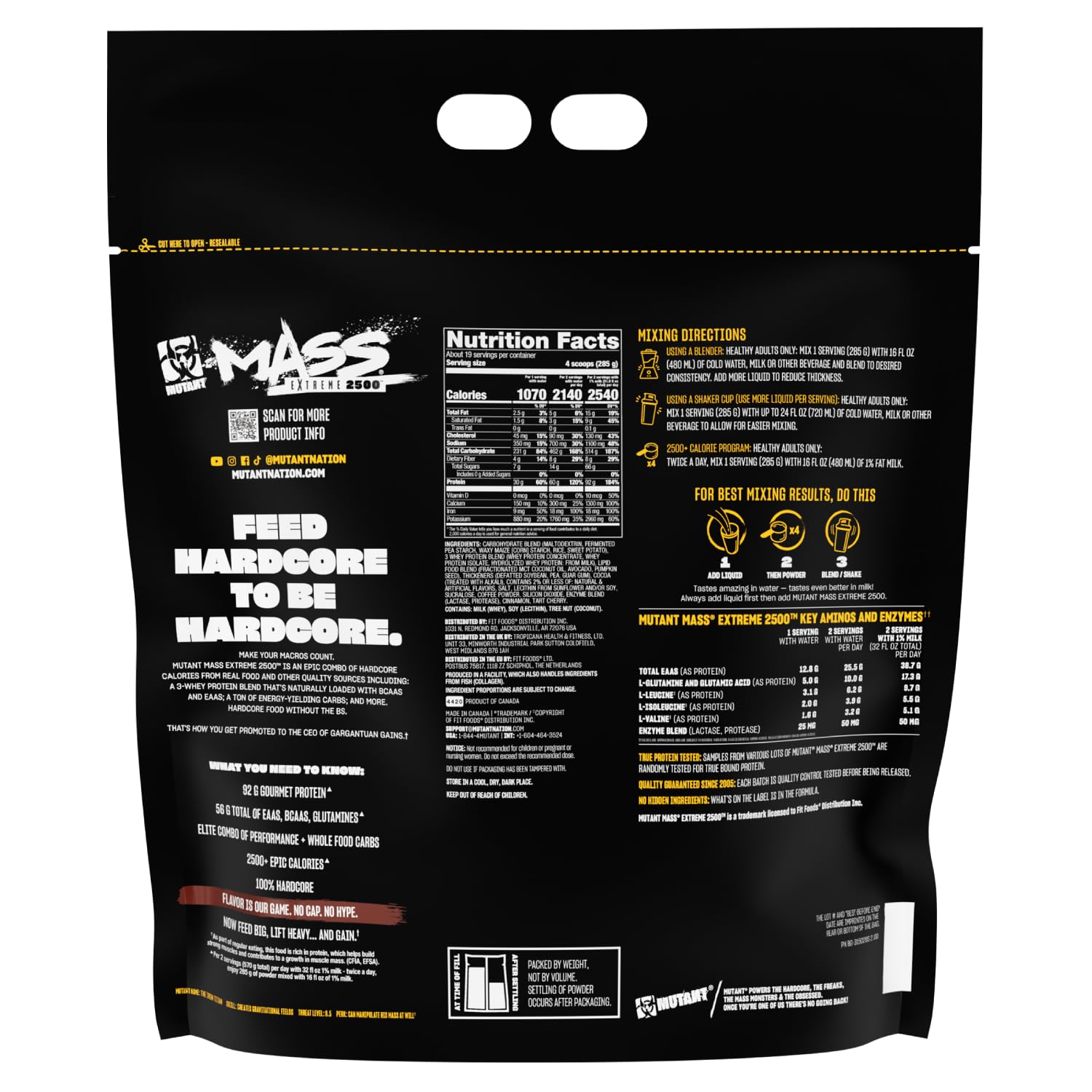 Mutant Mass Extreme 2500, post-entrenamiento rápido para recuperación