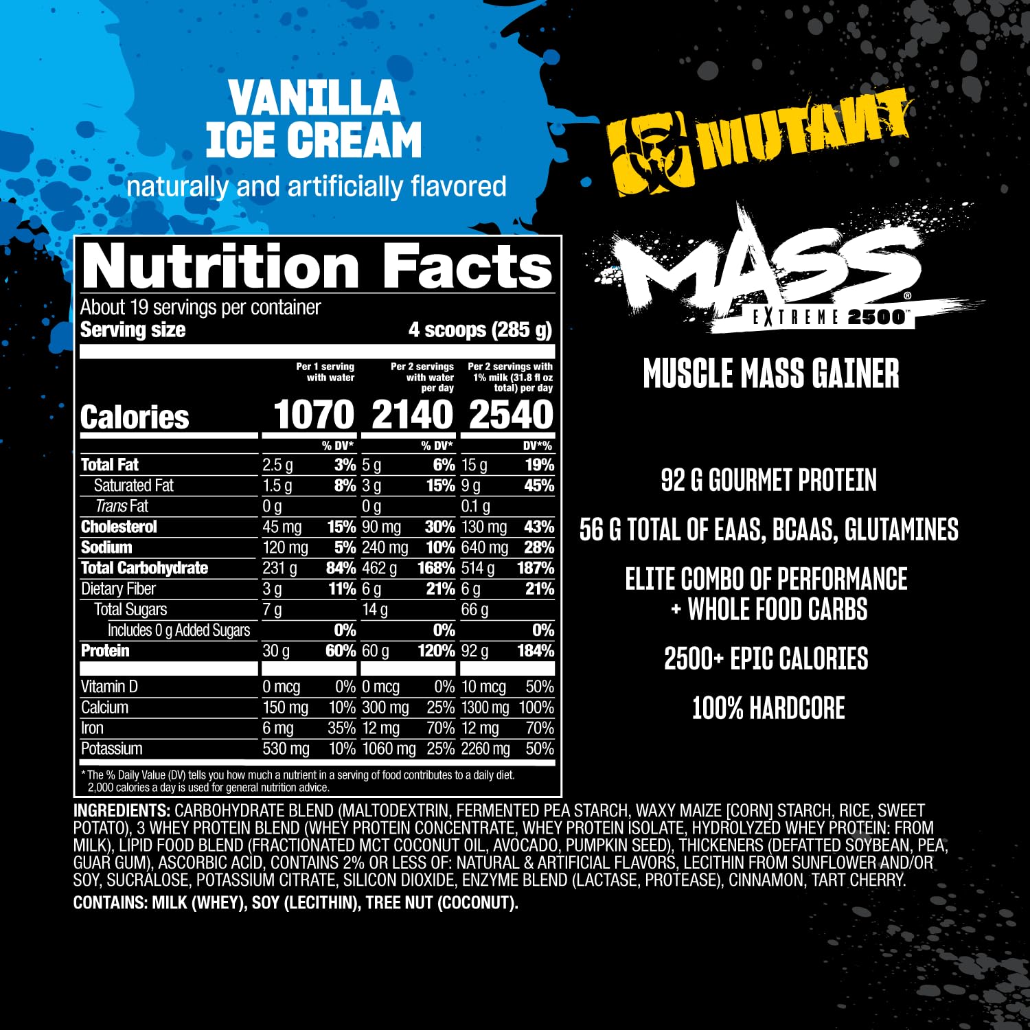 Mutant Mass Extreme 2500: sabor vainilla-helado y disolución fácil