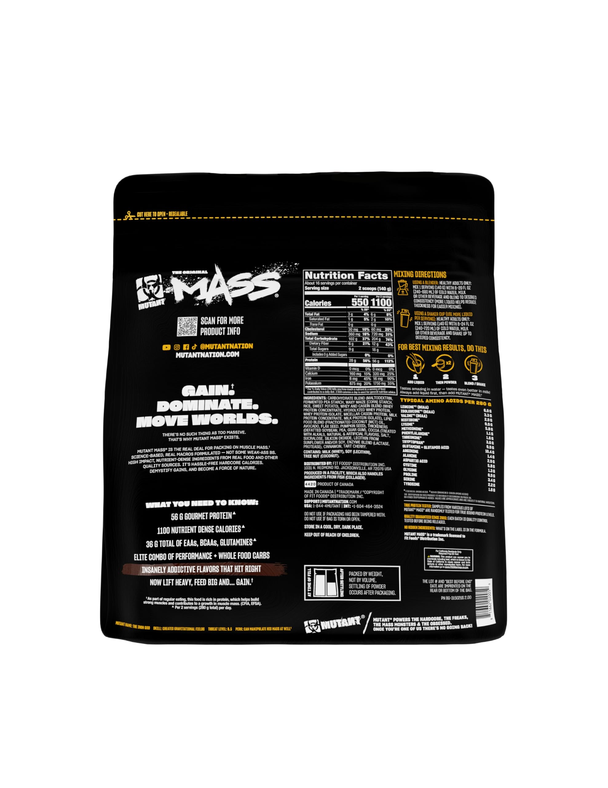 Preparación rápida de Mutant Mass para entrenamientos exigentes.