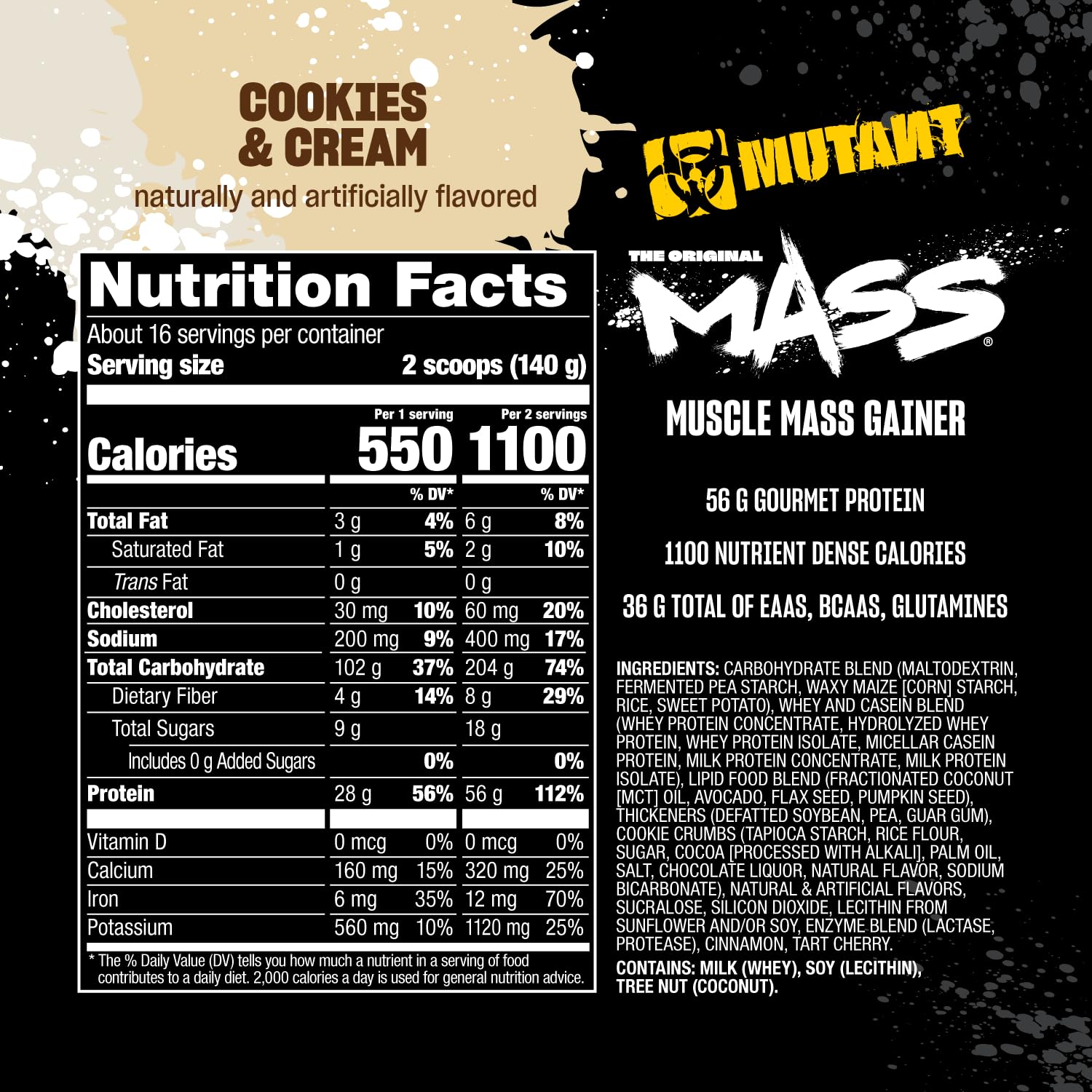Mutant Mass sabor galletas crema ideal para batidos