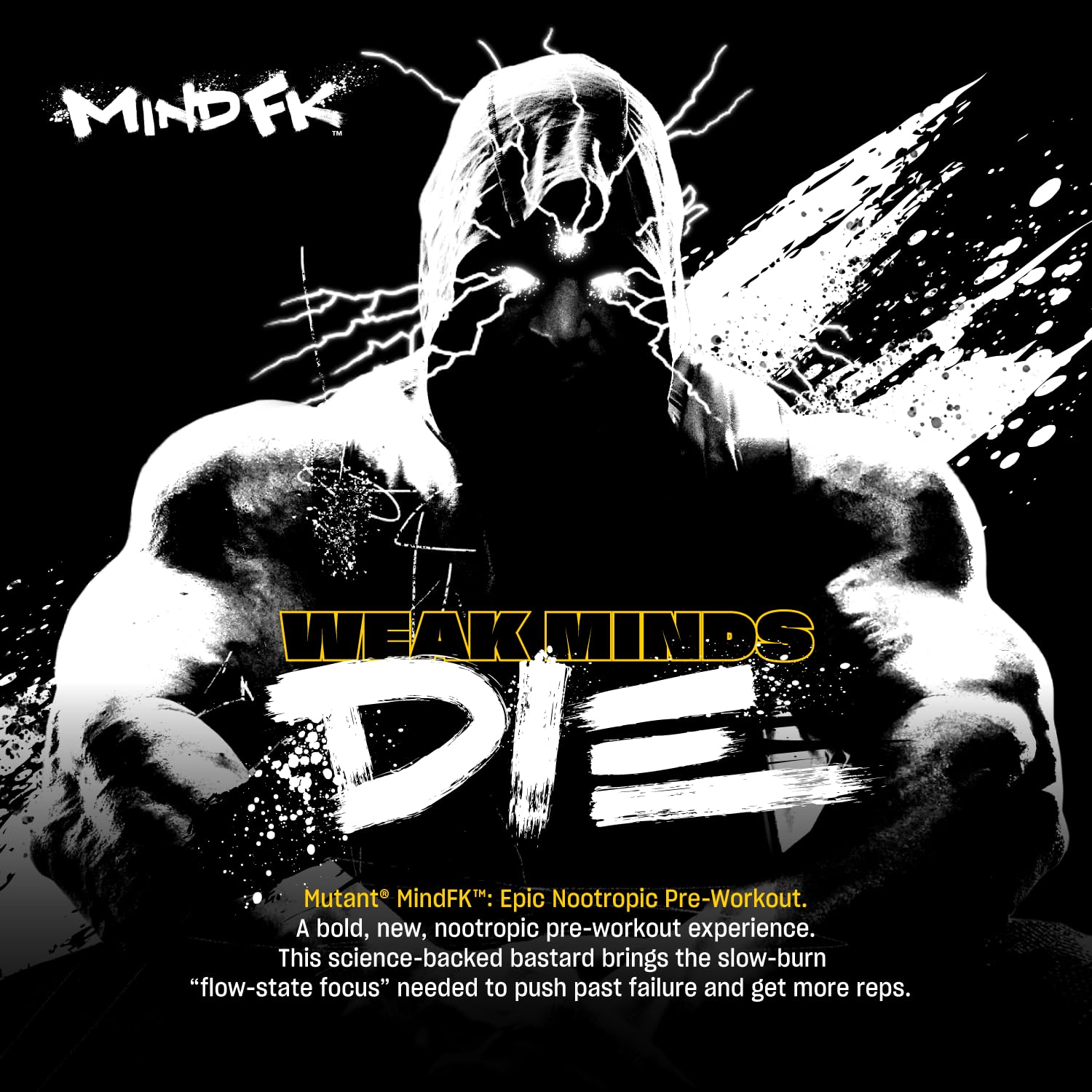 Mutant Mind FK etiqueta clara muestra ingredientes clave