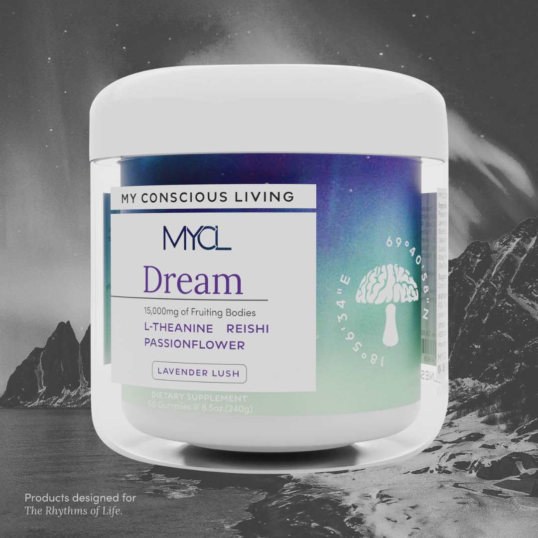 MYCL gominolas de hongo para sueño, gominolas en plato, ideal para ritual nocturno.