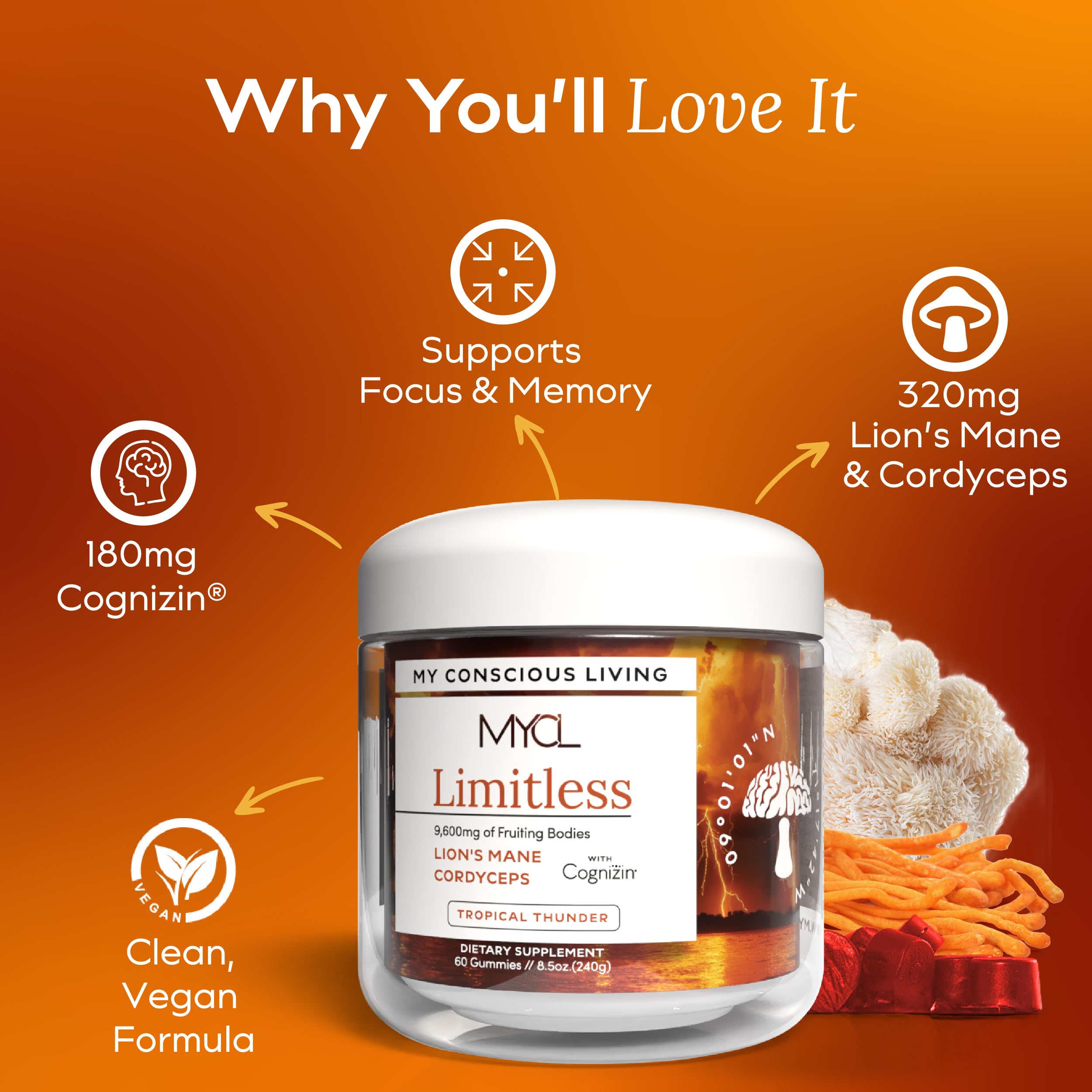 MYCL Limitless etiqueta limpia, sin aditivos artificiales.