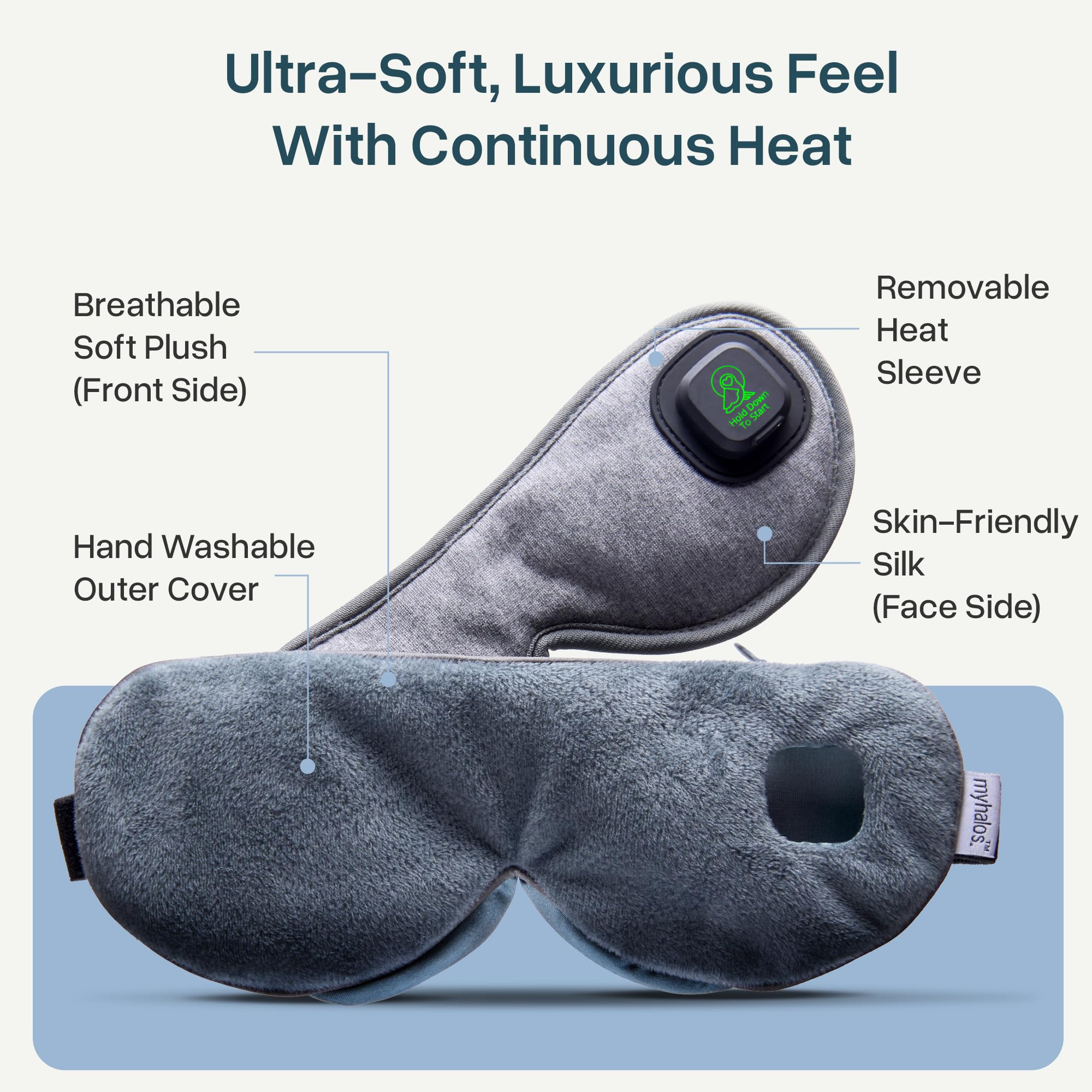 MyHalos diseño ergonómico para uso cómodo durante la noche.
