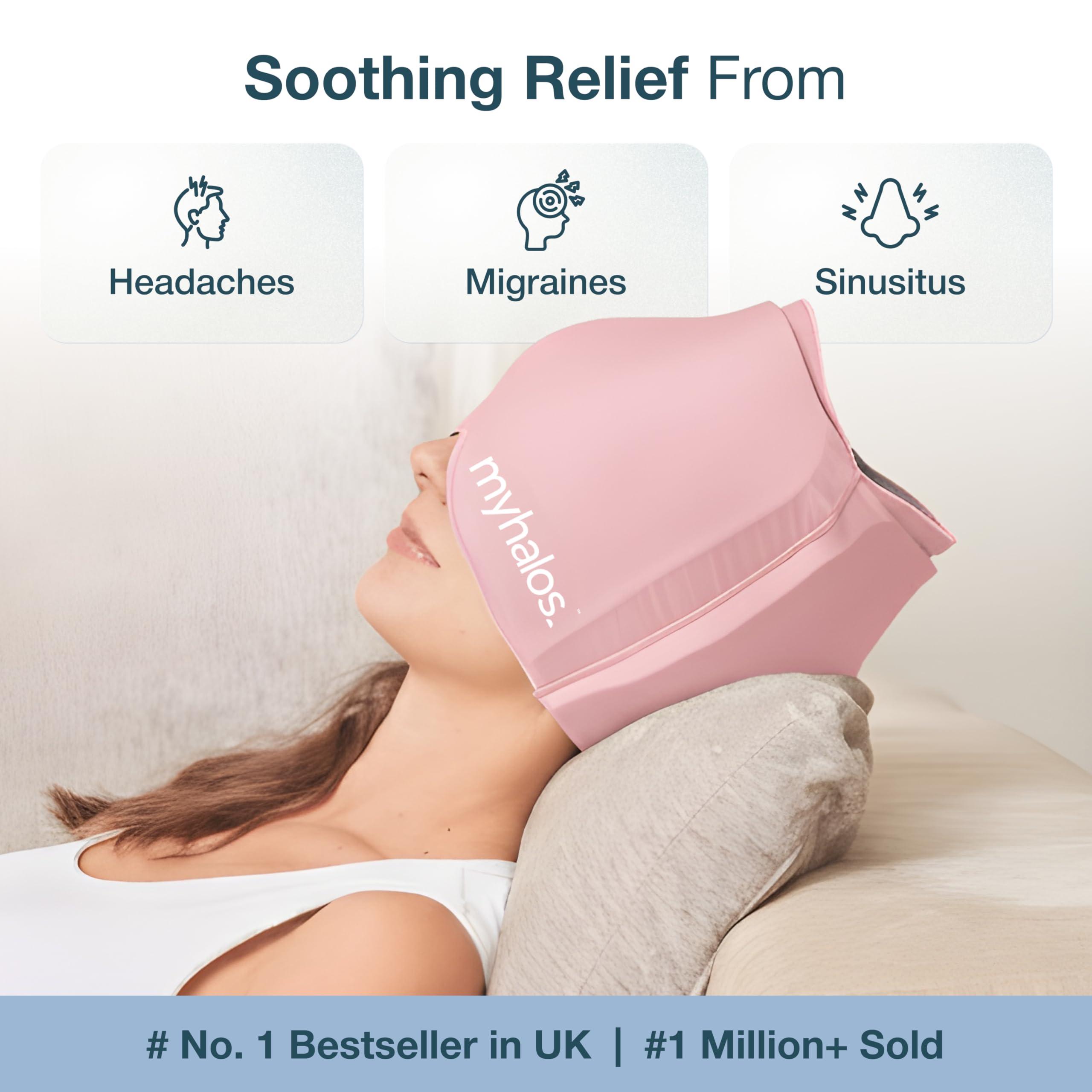 MyHalos Gorro de alivio para migrañas, doble gel refrescante, prolonga la sensación fría.