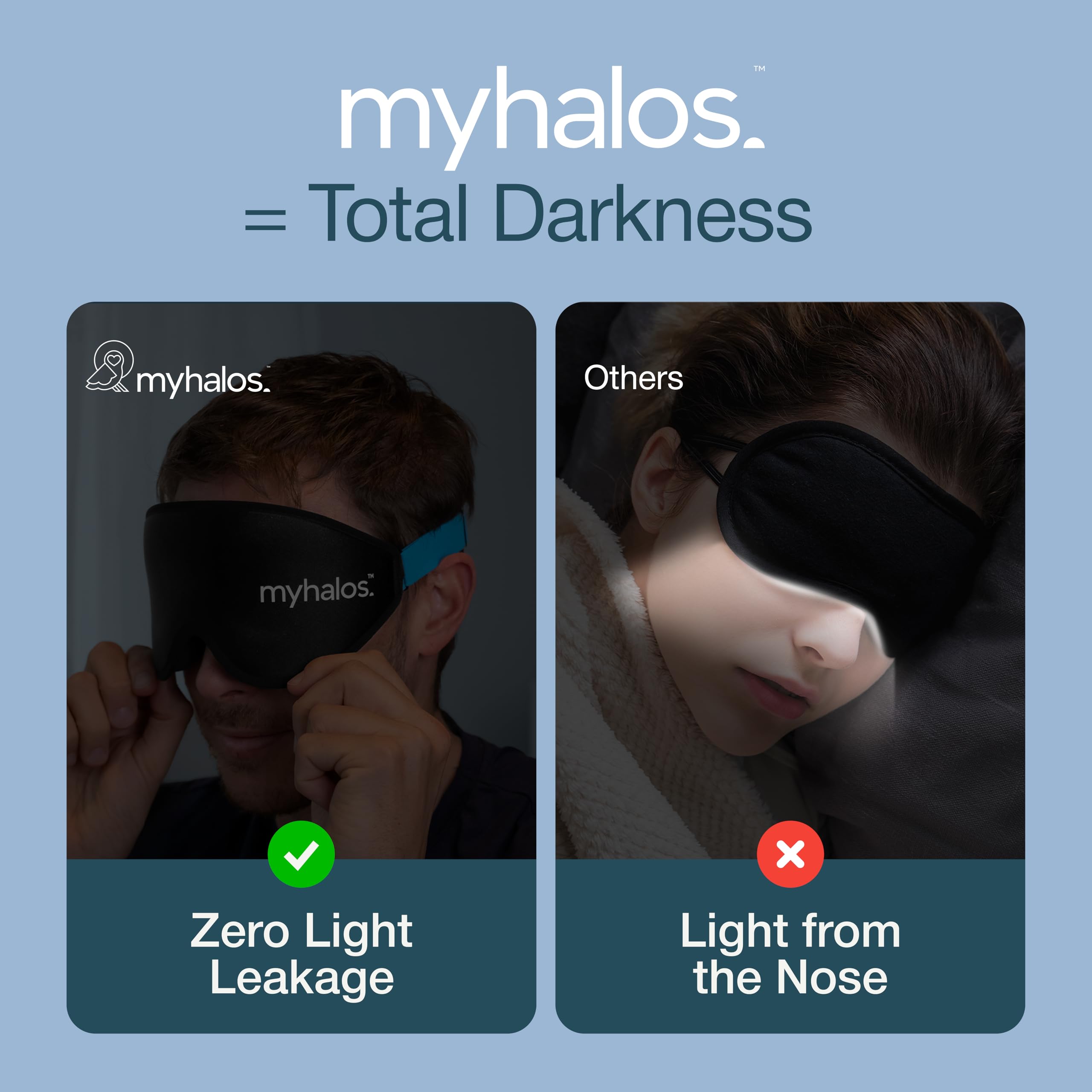myhalos mascarilla sueño viaje ligera con estuche protector