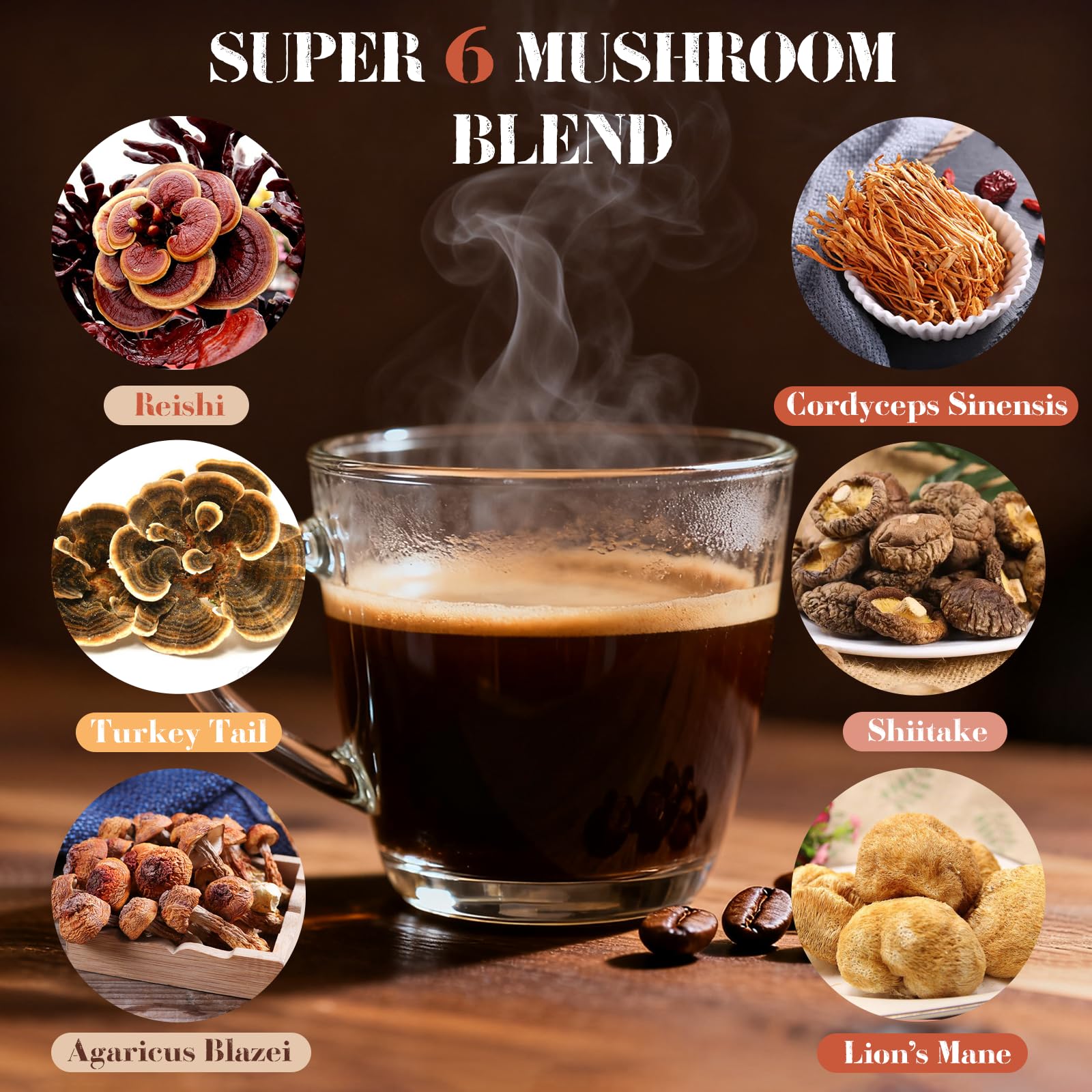 MYKAF Café de Hongos mezcla de hongos para concentración.