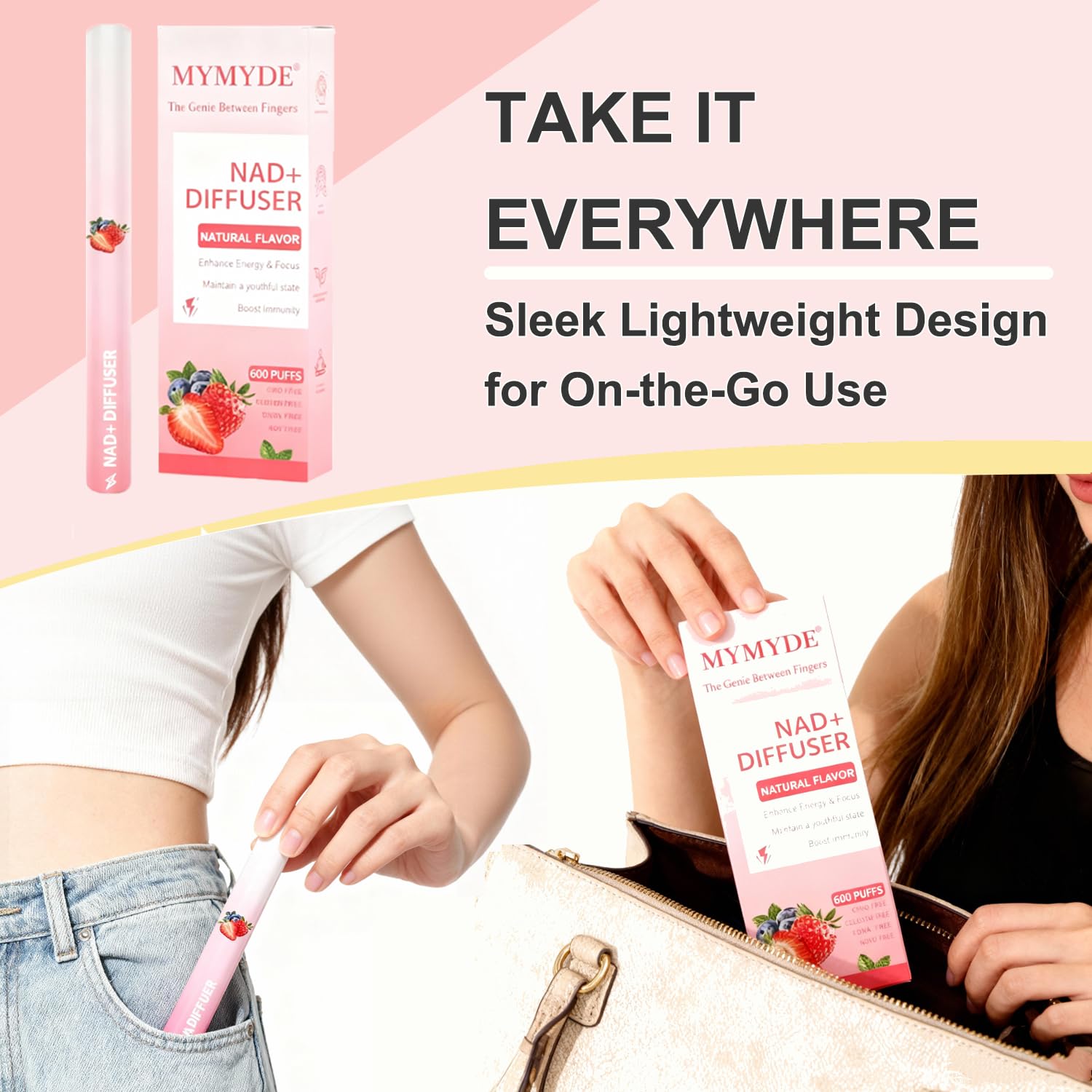 MYMYDE difusor de bolsillo ofrece aroma suave durante caminatas.