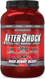 Myogenix Aftershock: bote de proteína Wildberry Blast para recuperación muscular rápida.