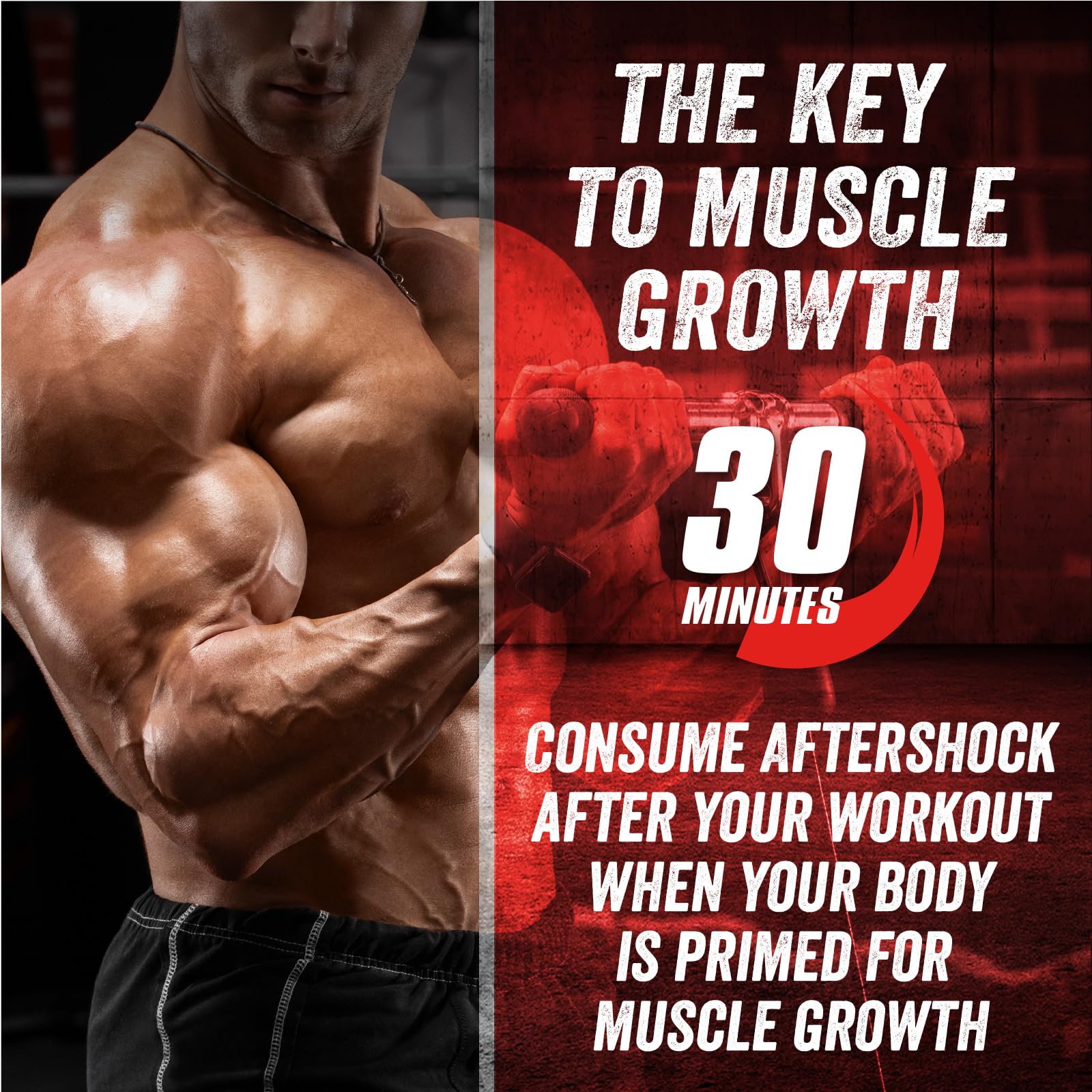 Etiqueta nutricional de Myogenix Aftershock resalta proteína, carbohidratos y aminoácidos.
