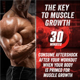 Etiqueta nutricional de Myogenix Aftershock resalta proteína, carbohidratos y aminoácidos.