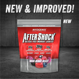 Myogenix Aftershock, vaso mezclador con sabor frambuesa salvaje para recargar energías.