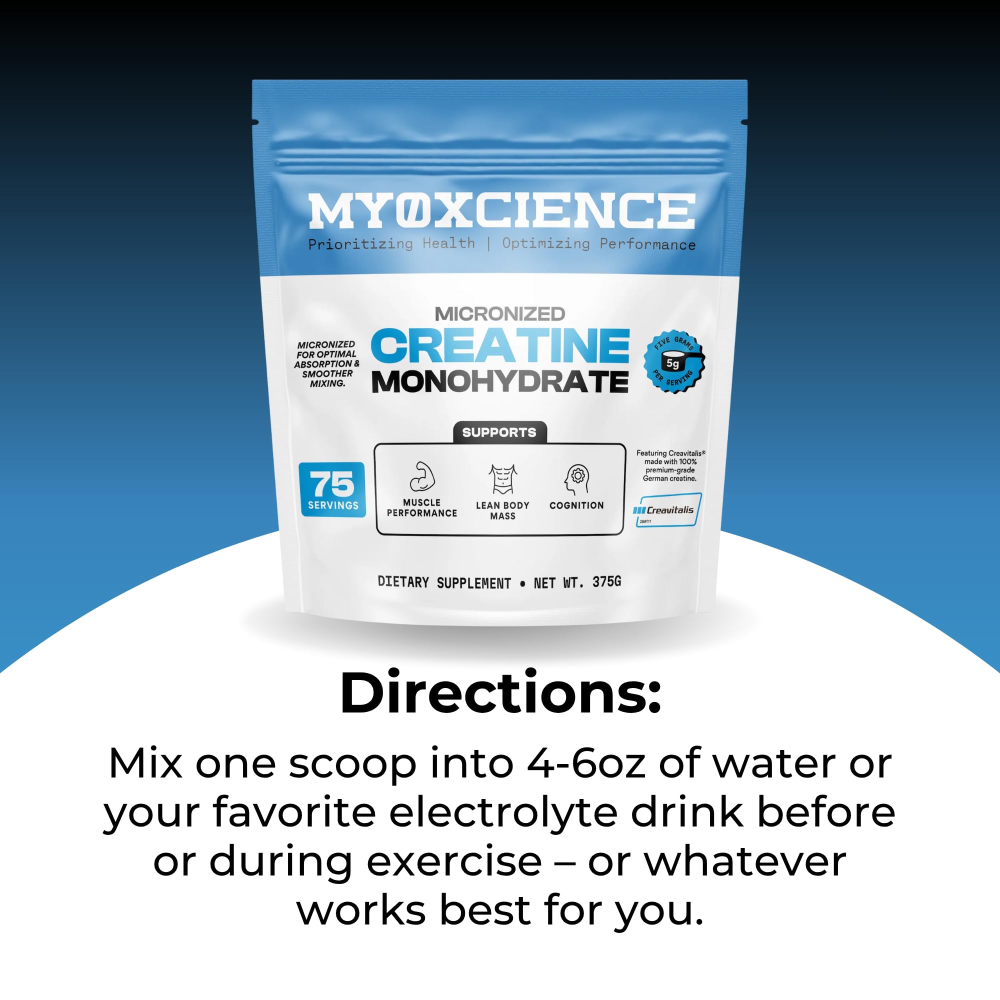 MYOXCIENCE Creavitalis enfoque en cognición para claridad mental durante sesiones.
